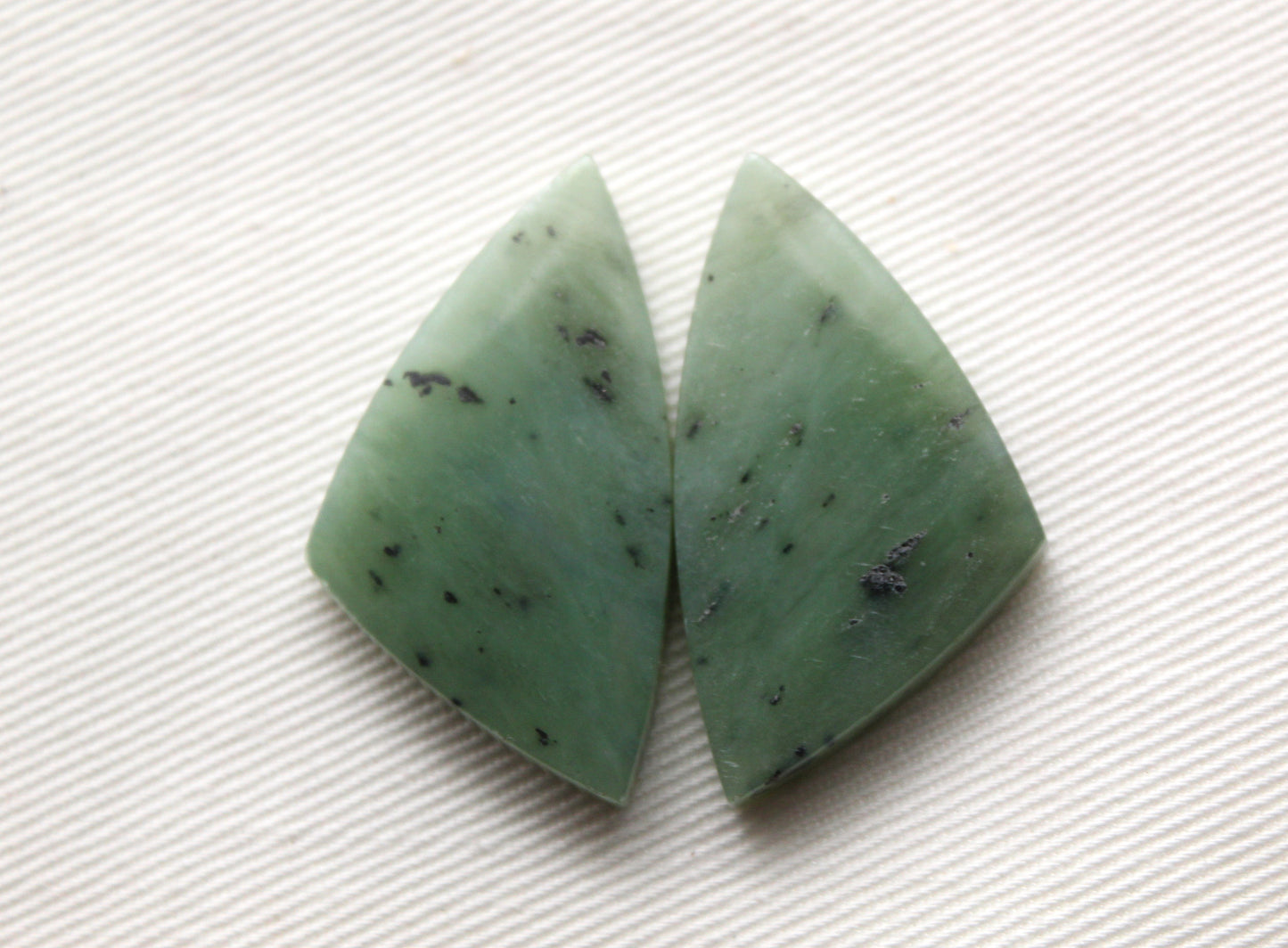 Nephrite Jade Cabochons Pair Gemstone moss green triangle
