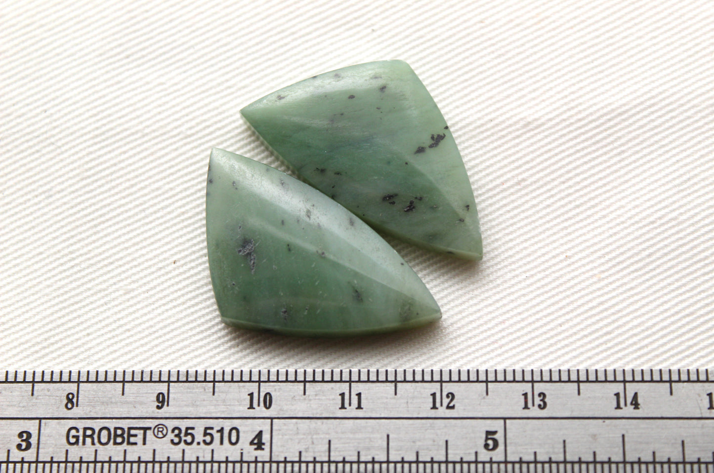 Nephrite Jade Cabochons Pair Gemstone moss green triangle