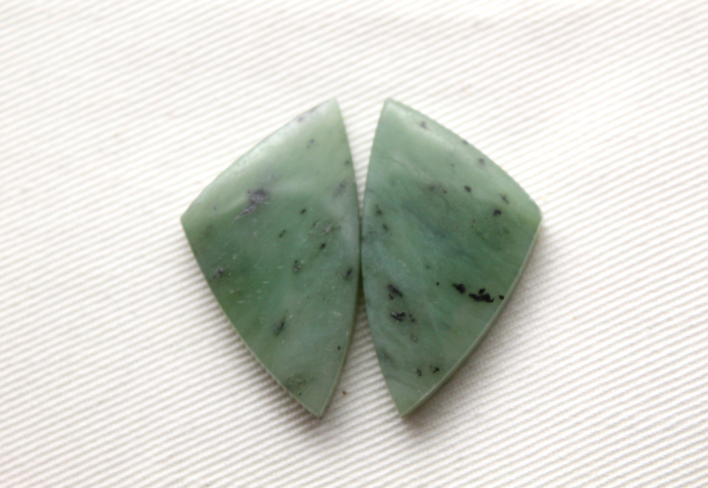 Nephrite Jade Cabochons Pair Gemstone moss green triangle