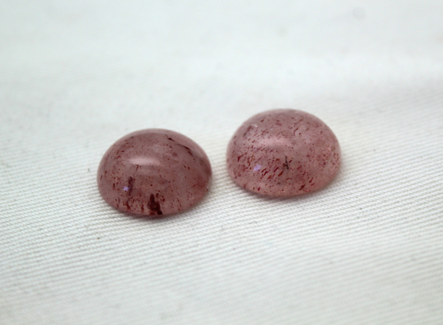 Two round Strawberry Quartz Cabochon Gemstone 15MM