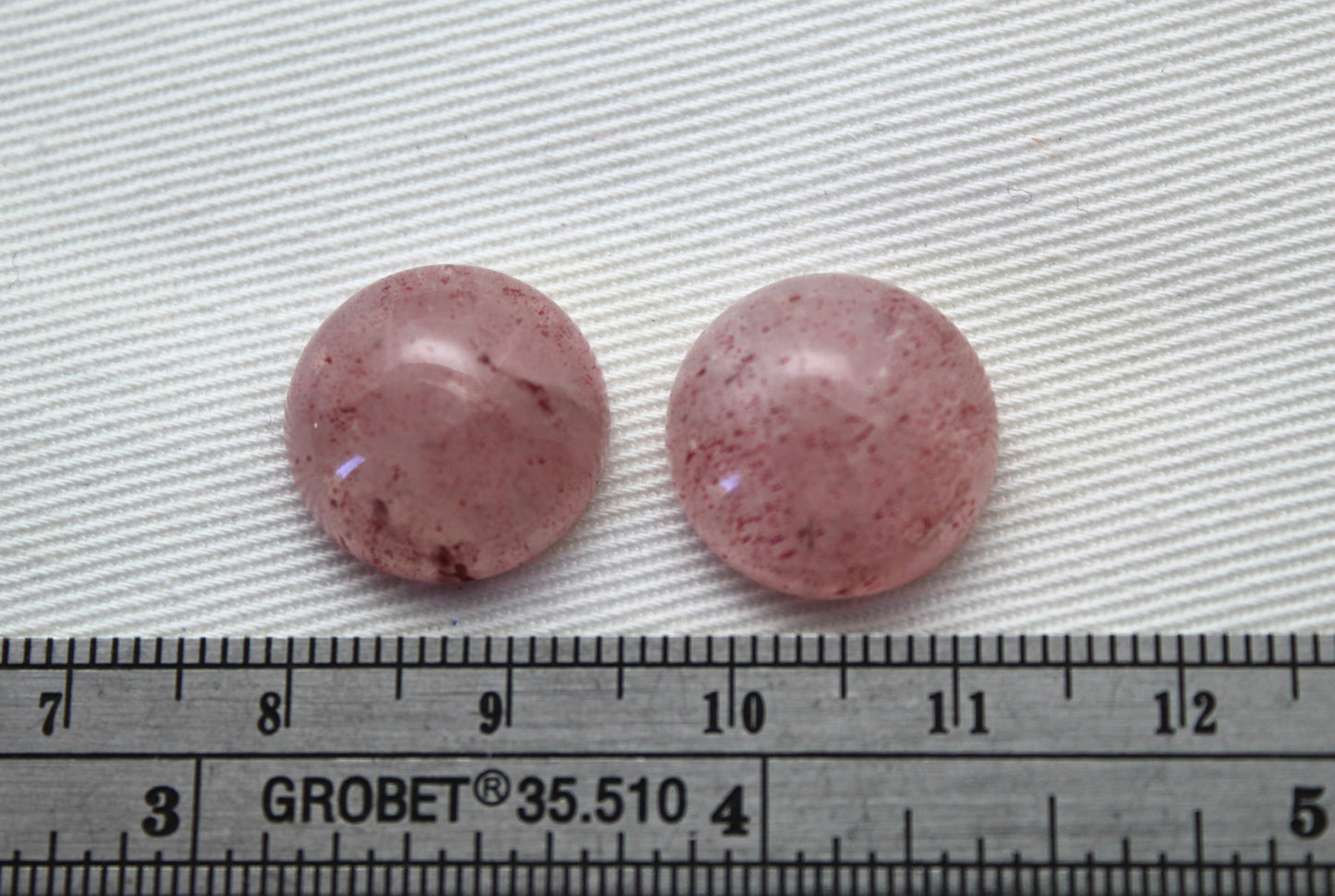 Two round Strawberry Quartz Cabochon Gemstone 15MM