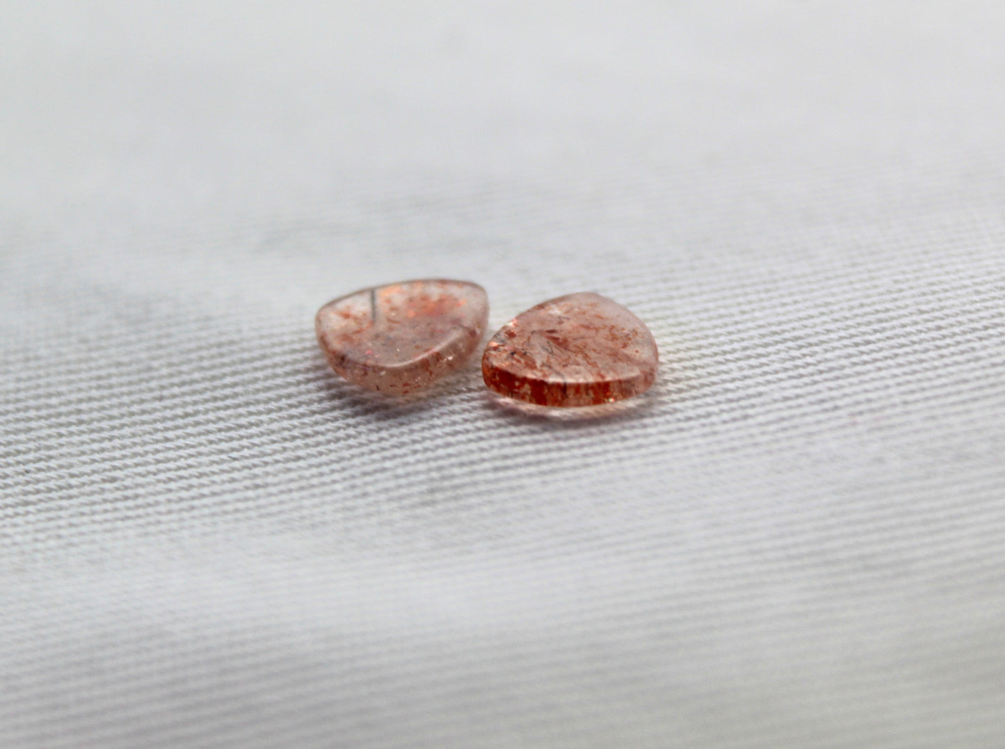TWO sunstone FLAT cabochons 8MM Gemstones trillion