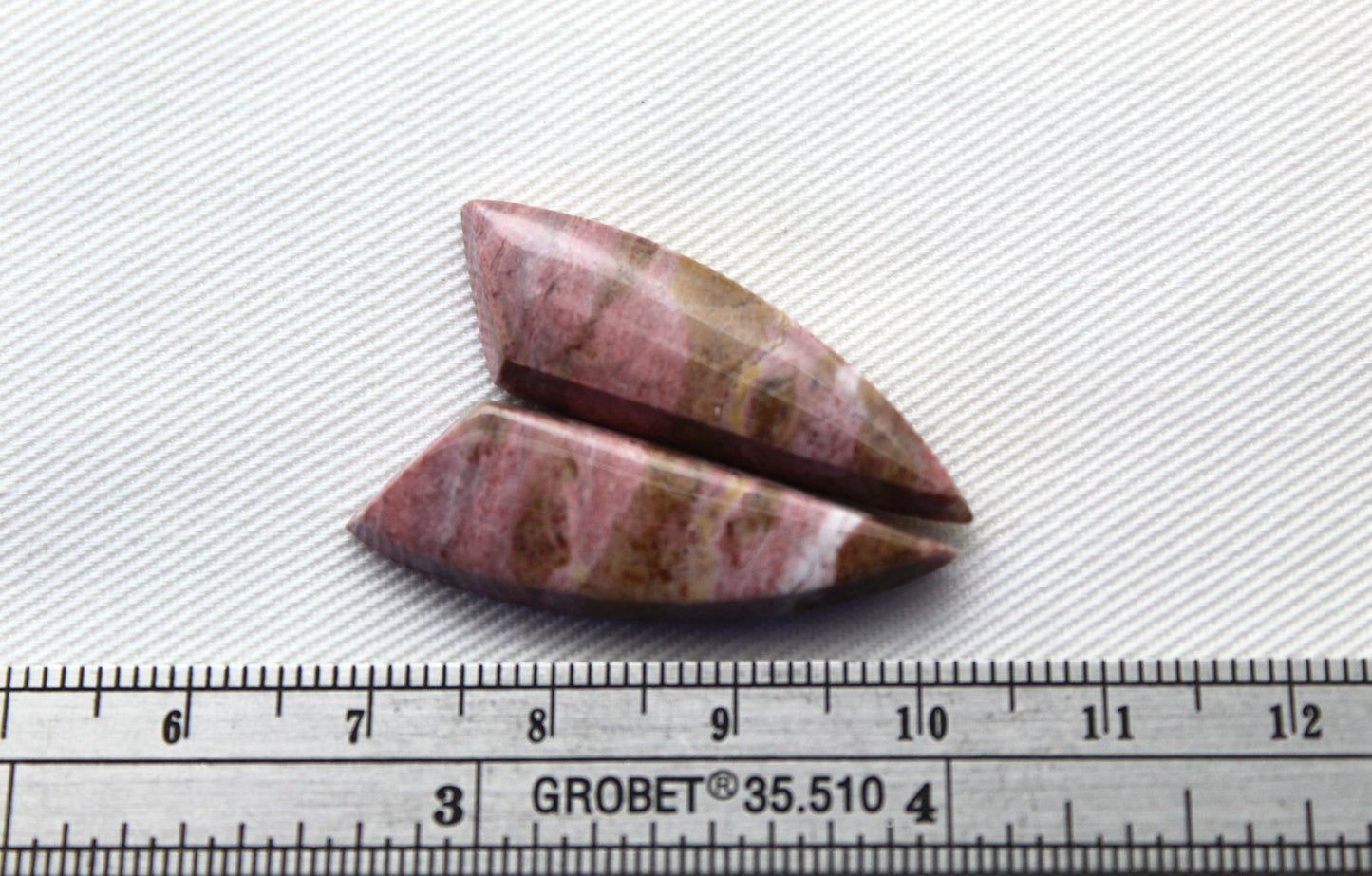 Pink Fossil Wood Pair of Gemstones cabochon natural