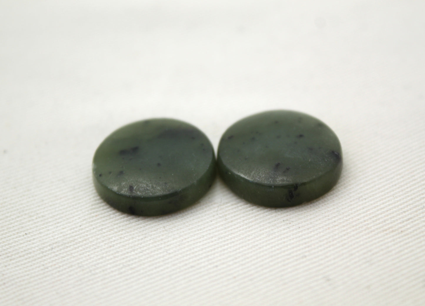 Nephrite Jade Cabochons Pair Gemstone moss green round 19MM
