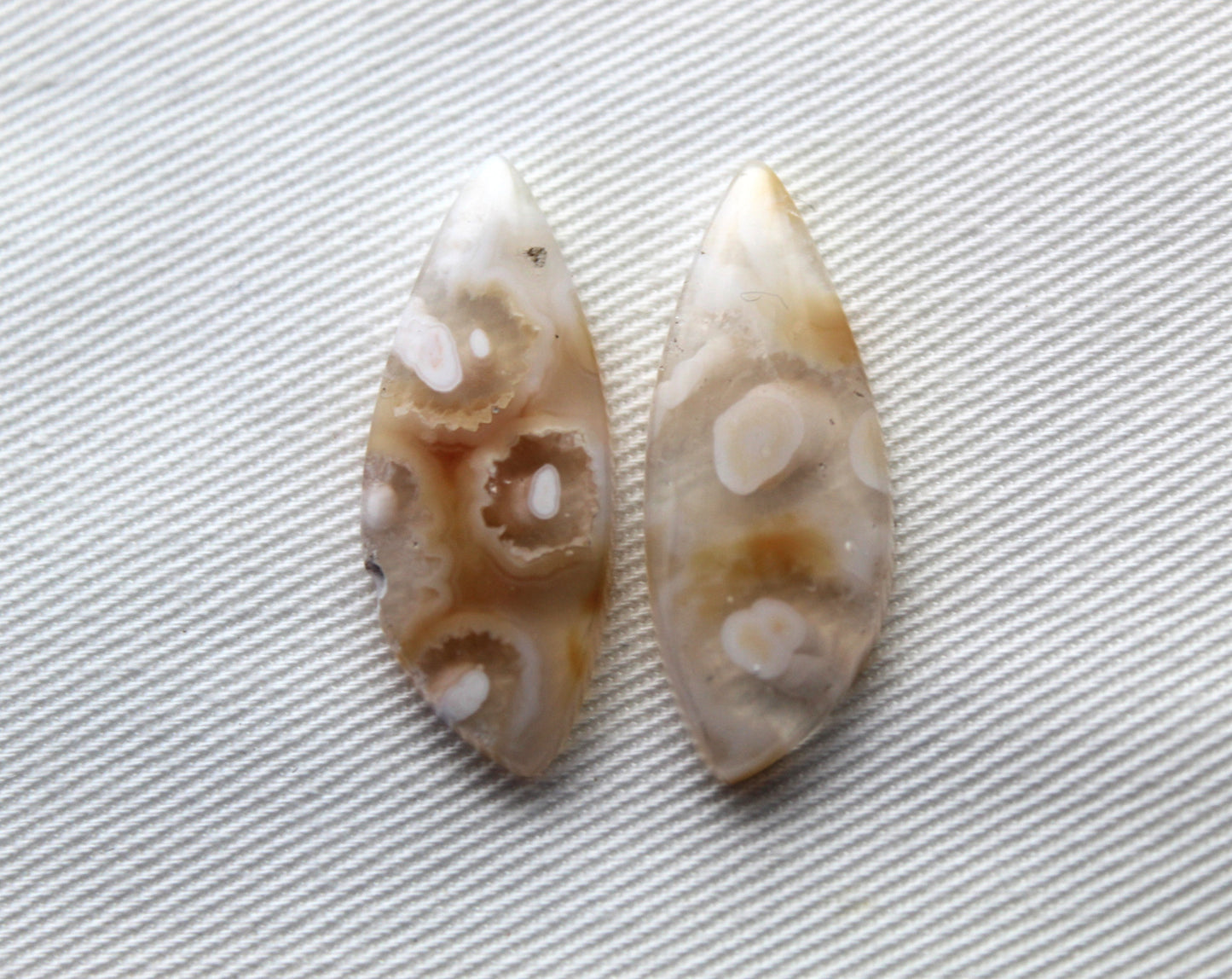 Orbicular Agate Cabochons Pair Gemstone natural