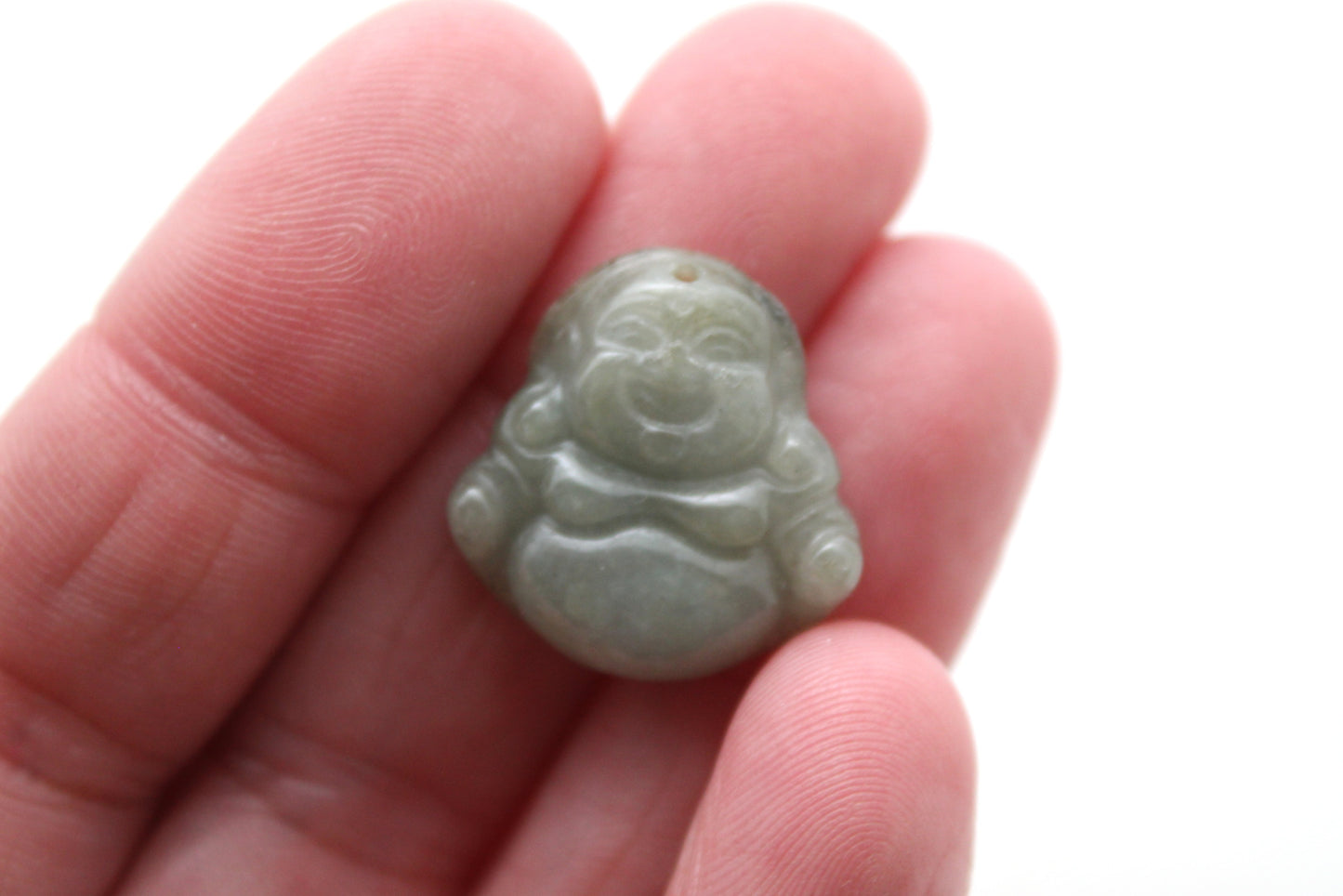 Happy Buddha Jade Green gemstone Cabochon drilled 21MM