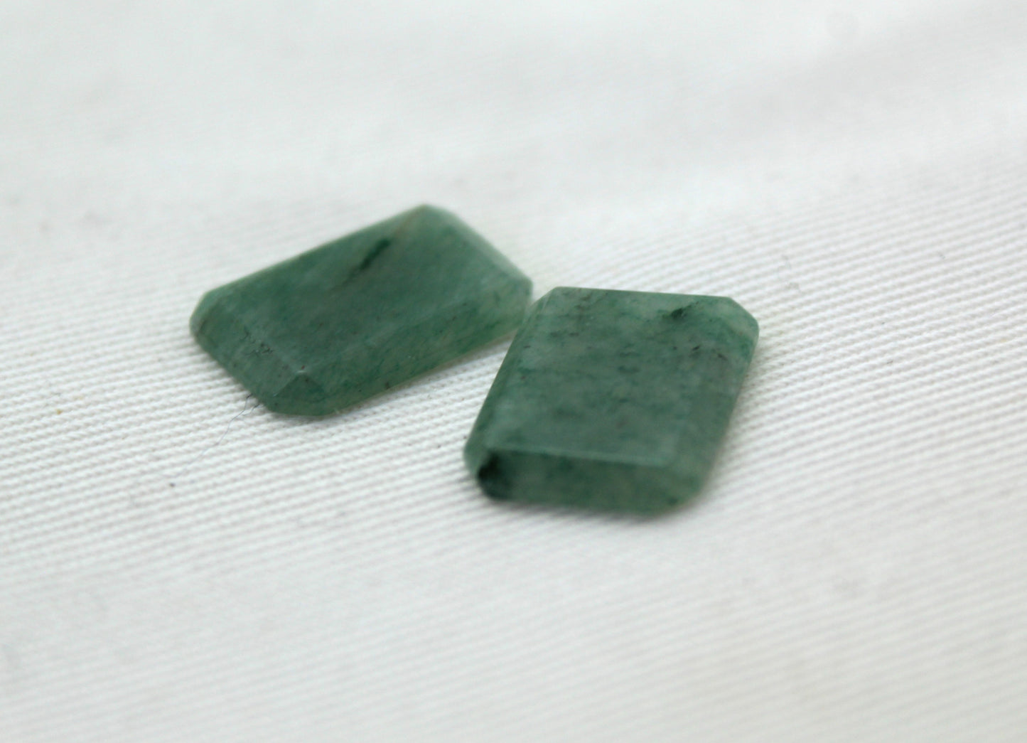 Two green aventurine cabochon Flat emerald shape 13x17MM