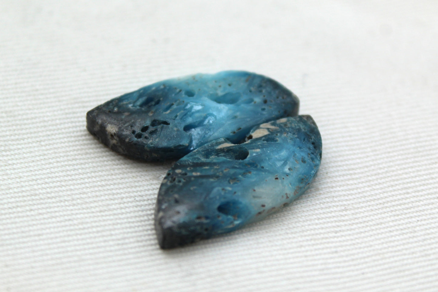 Pair of Blue Ice Agate Gemstones