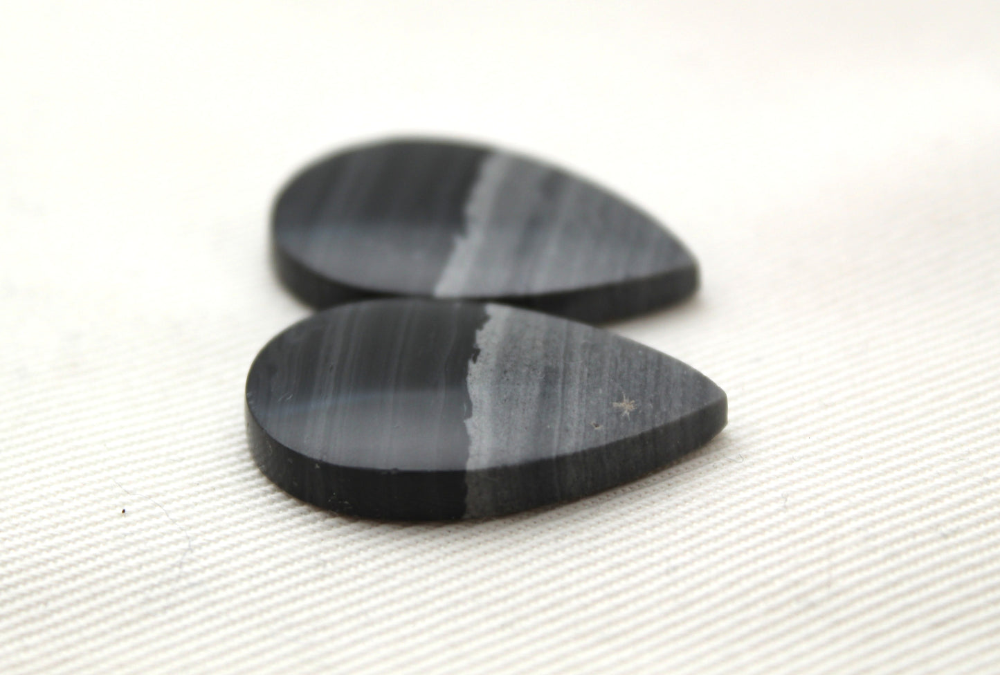 Pair of striped Jasper Cabochons Teardrop