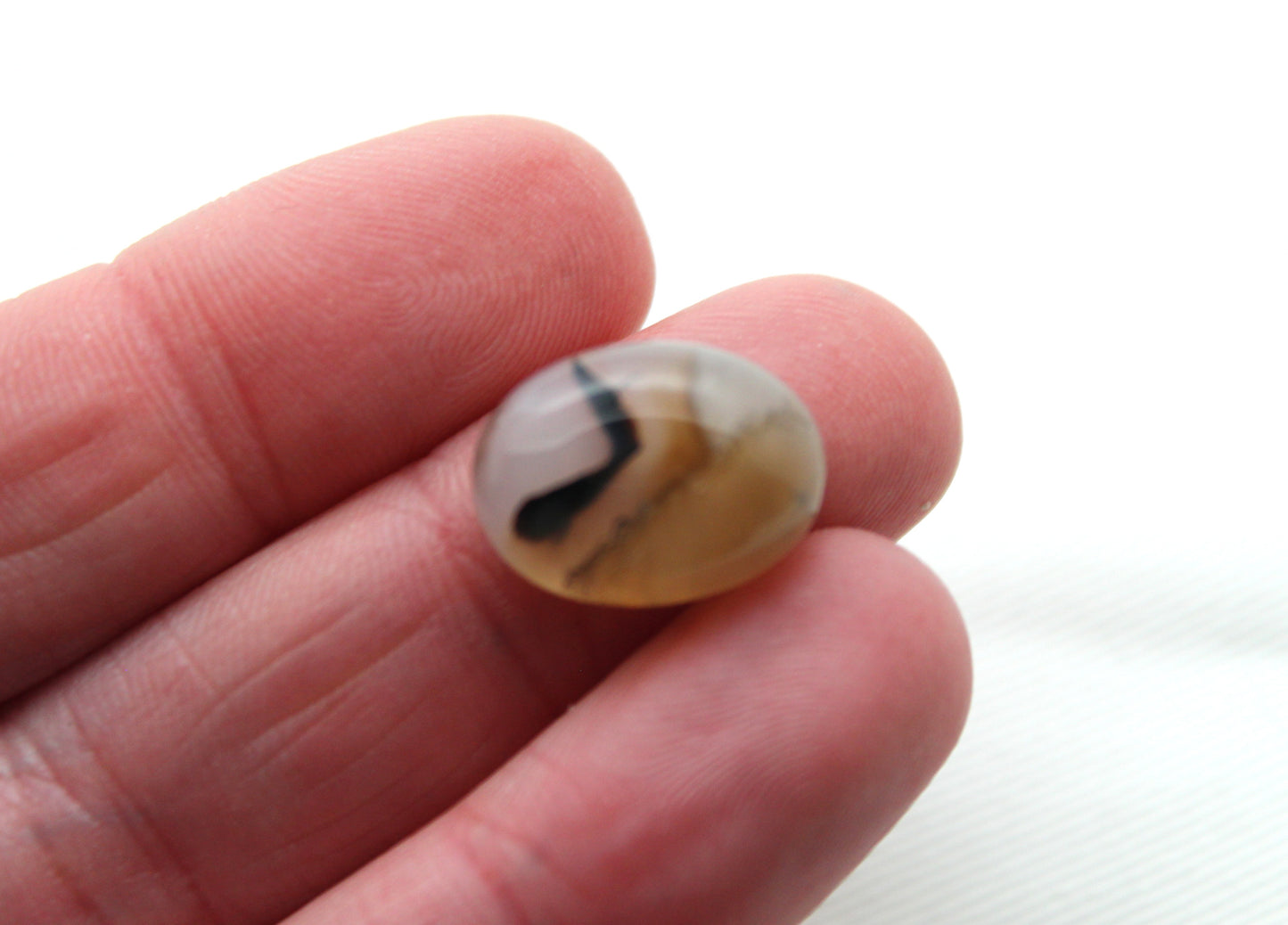 TWO Montana Agate Cabochon Oval gemstone