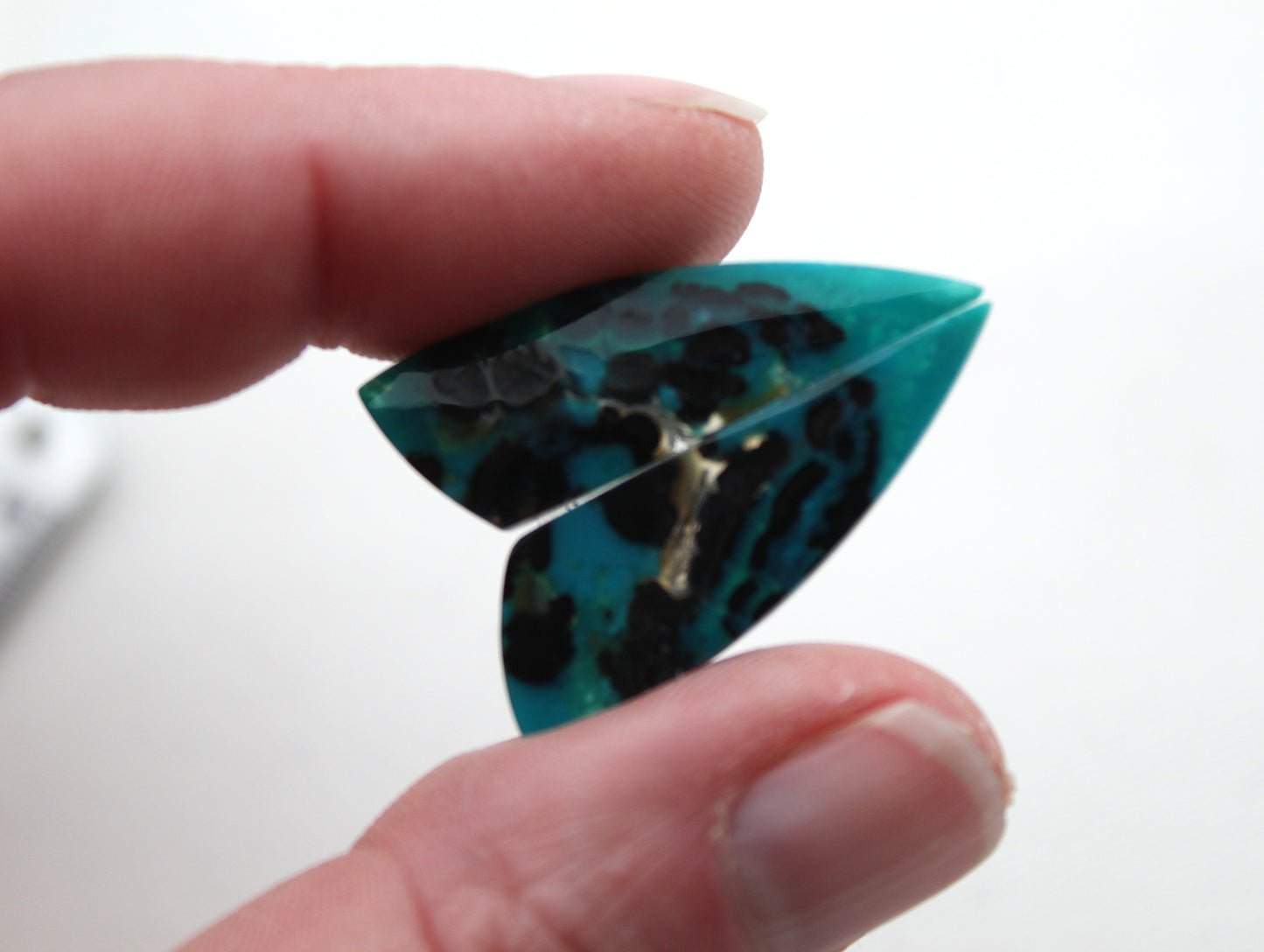 NICE Pair Chrysocolla Cabochons Blue Gemstone
