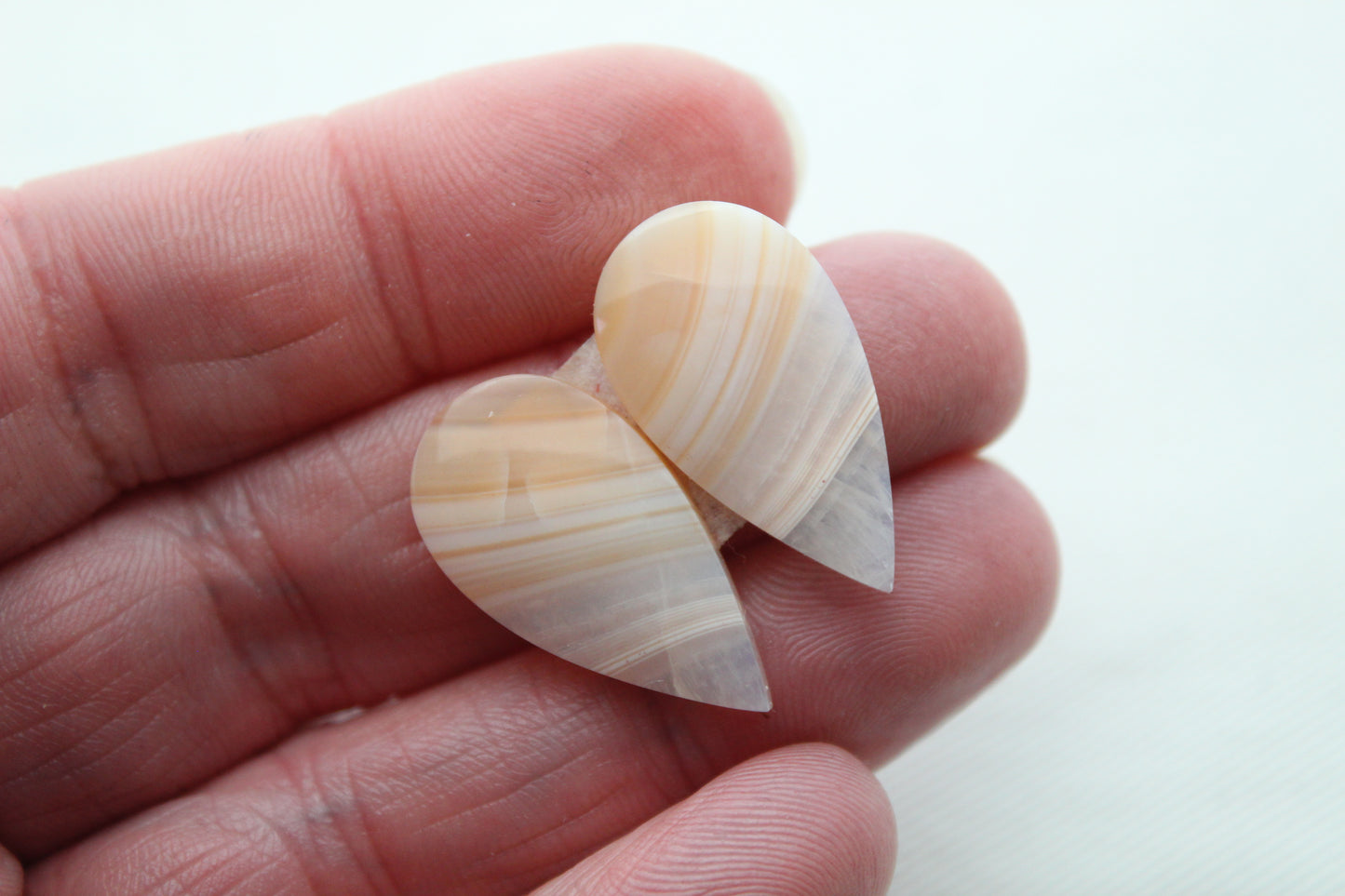 Banded Agates Cabochons Gemstone Pair teardop