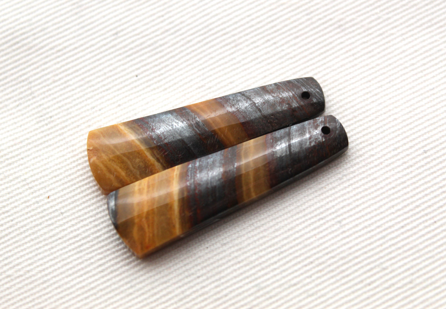 Iron Tiger Eye Pair Cabochon Gemstone DRILLED