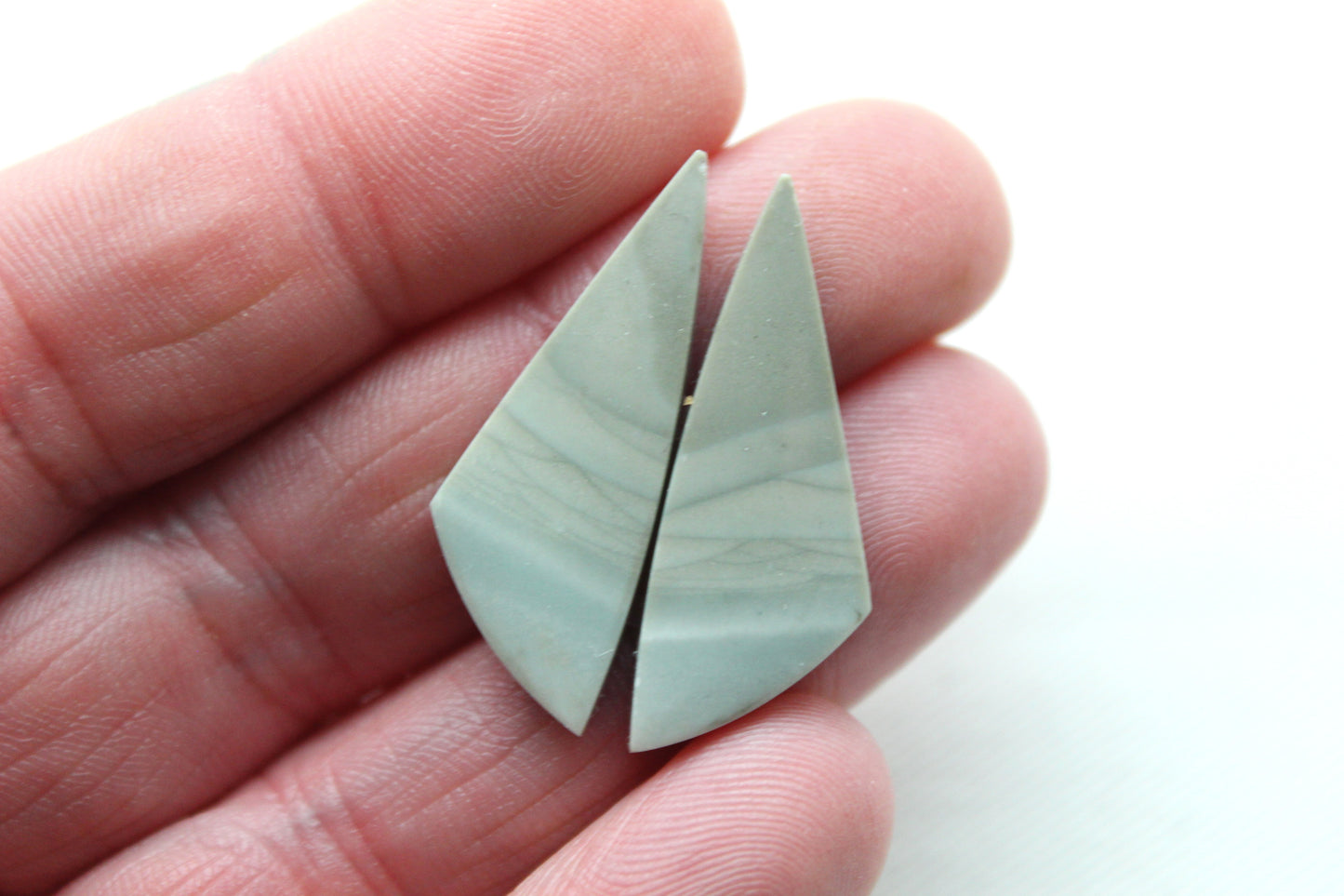 Pair of green Jasper Cabochons