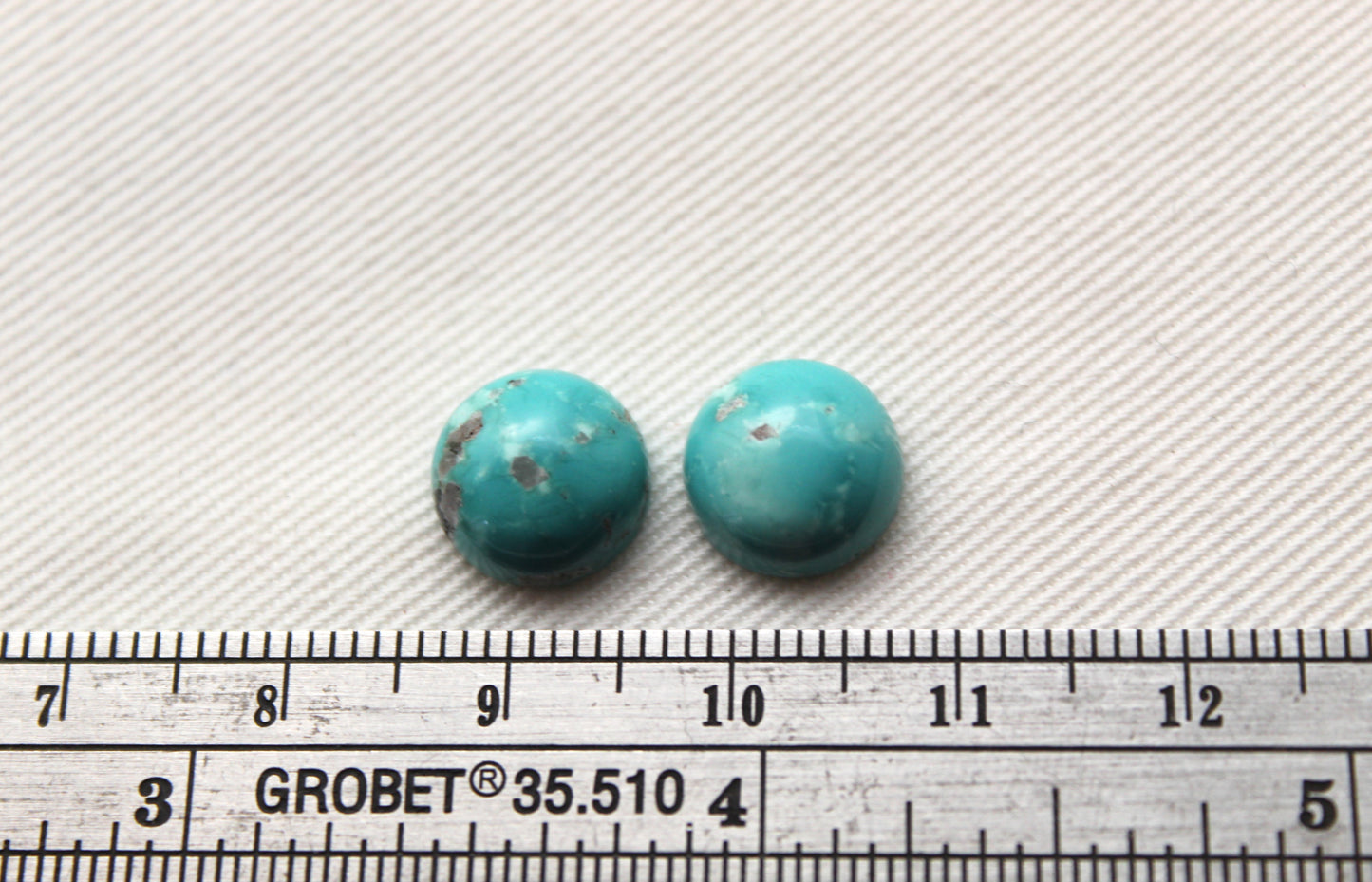 TWO round Turquoise cabochons Gemstones 10MM