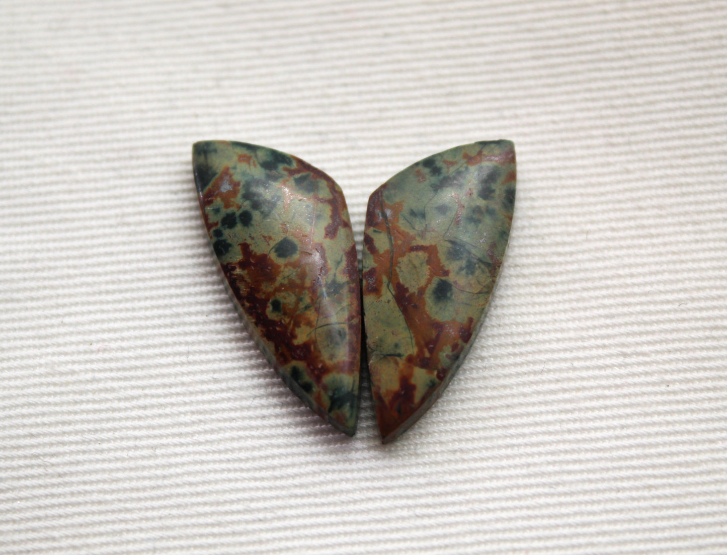 Small Morning Dew Jasper Cabochon Pair Gemstone Green