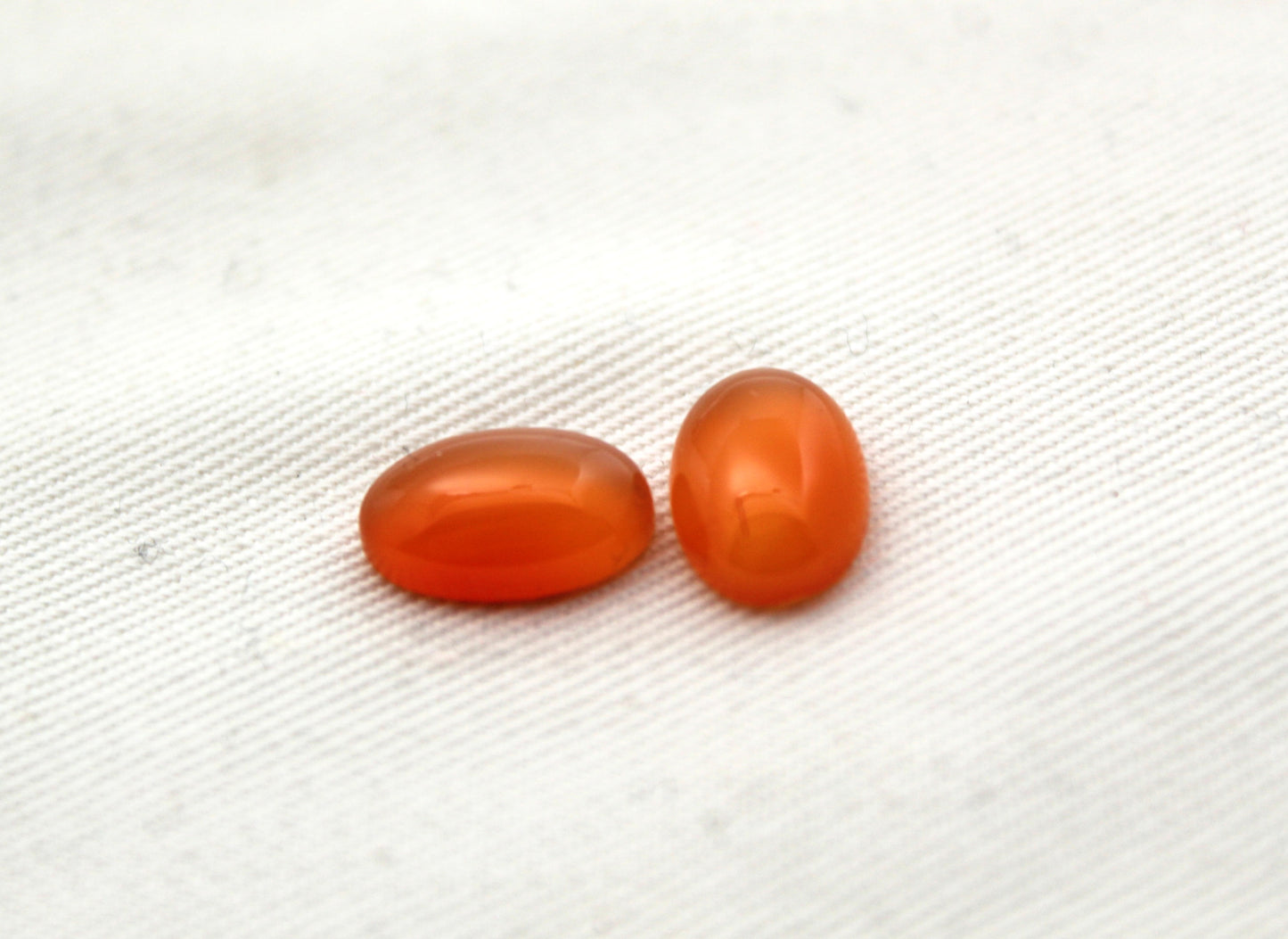 TWO Oval Carnelian Cabochons 8X12MM