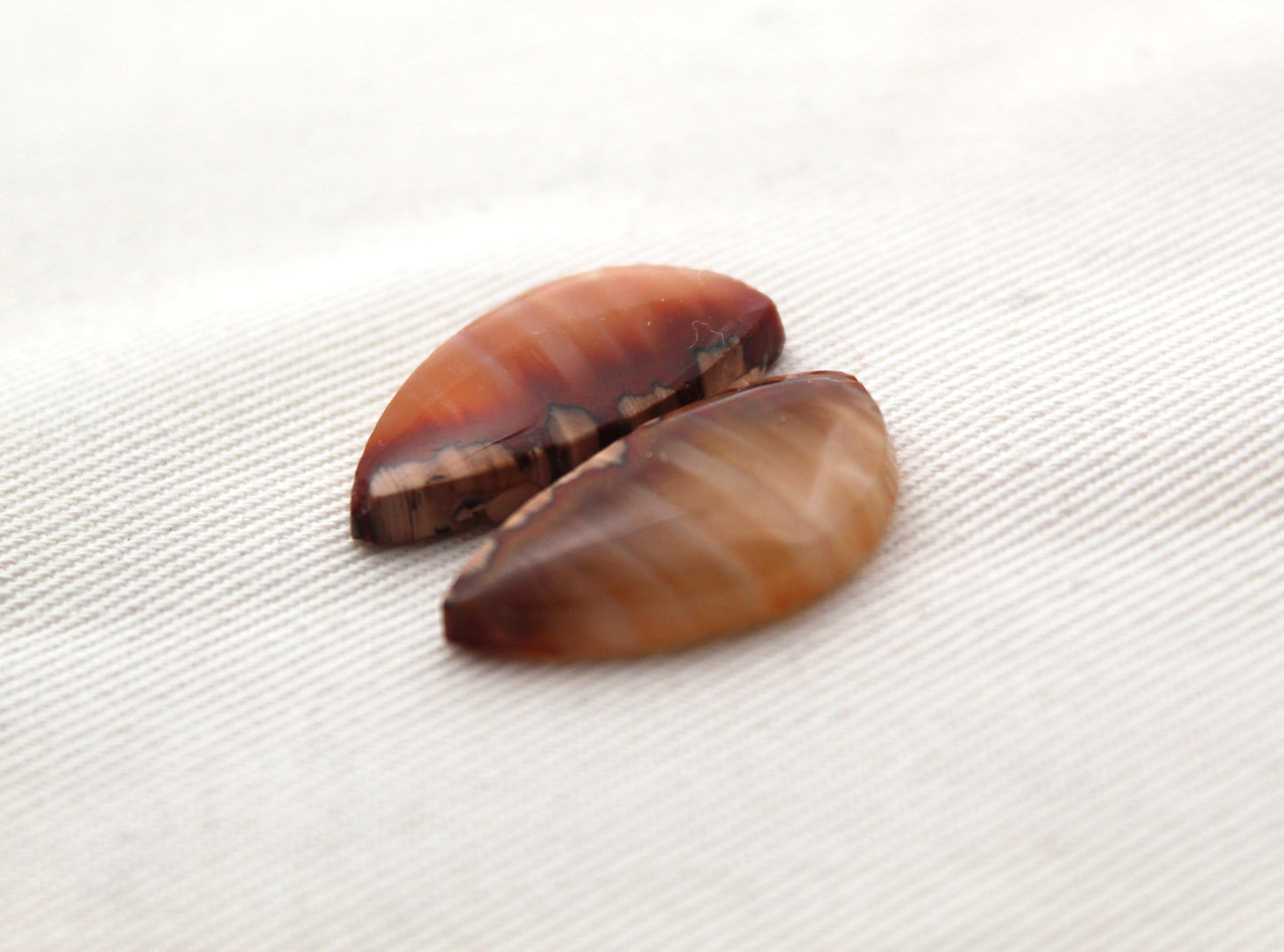 Small Pair Indonesian Agate Cabochons gemstone natural