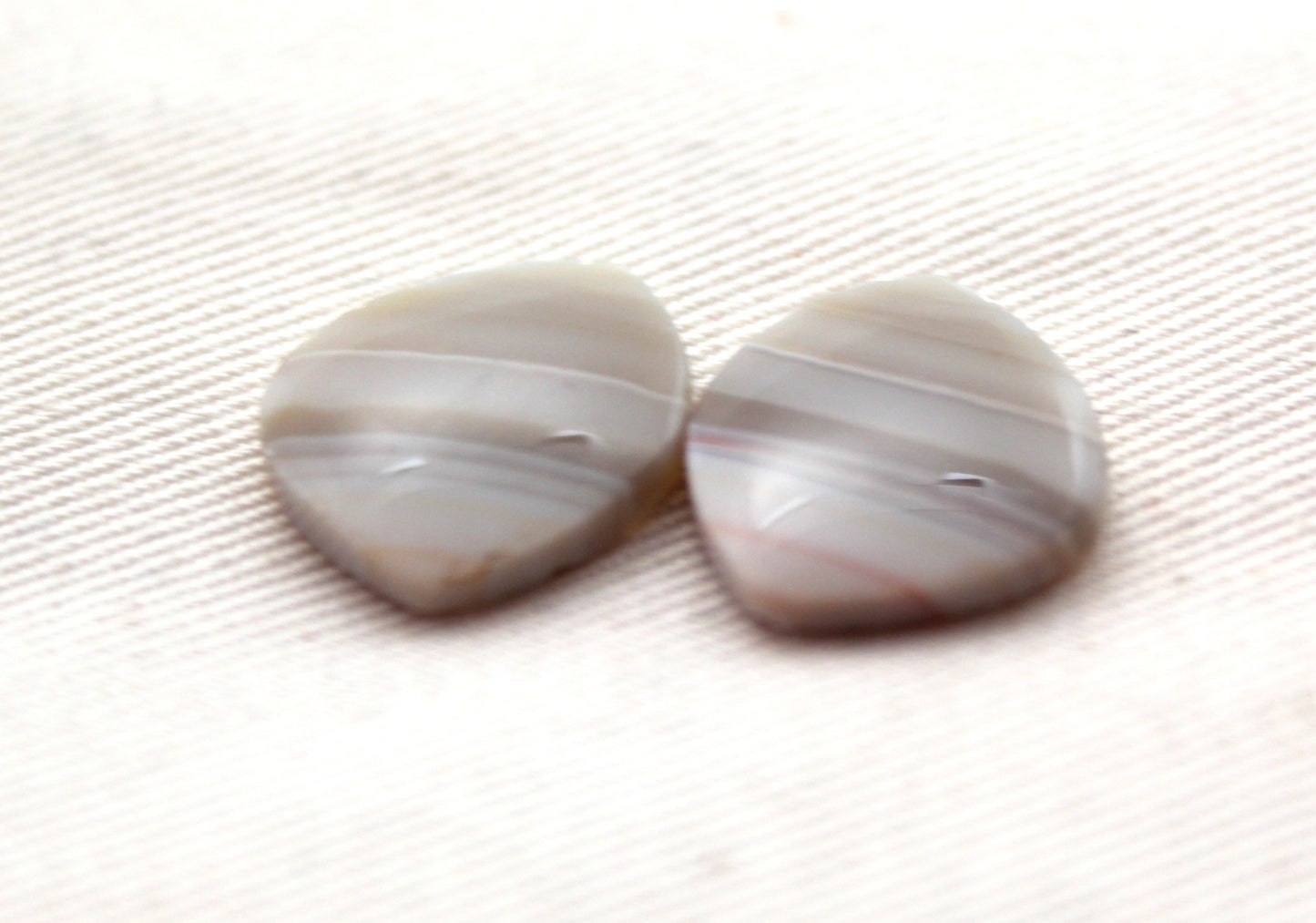 Small banded Agate Pair Cabochon Gemstone white