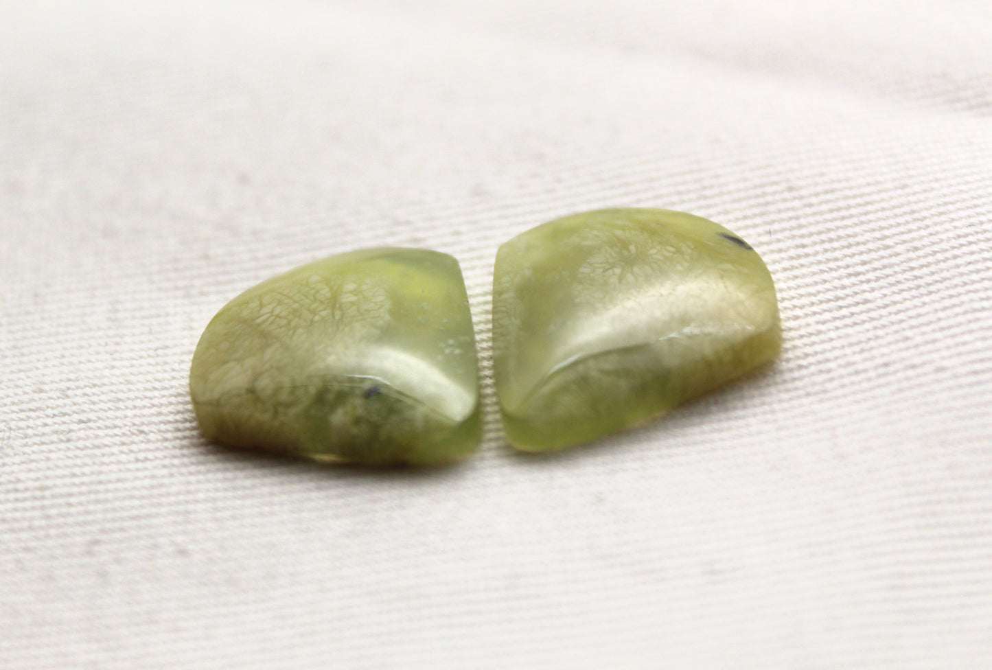 Small Vesuvianite Cabochon Pair Gemstone light green