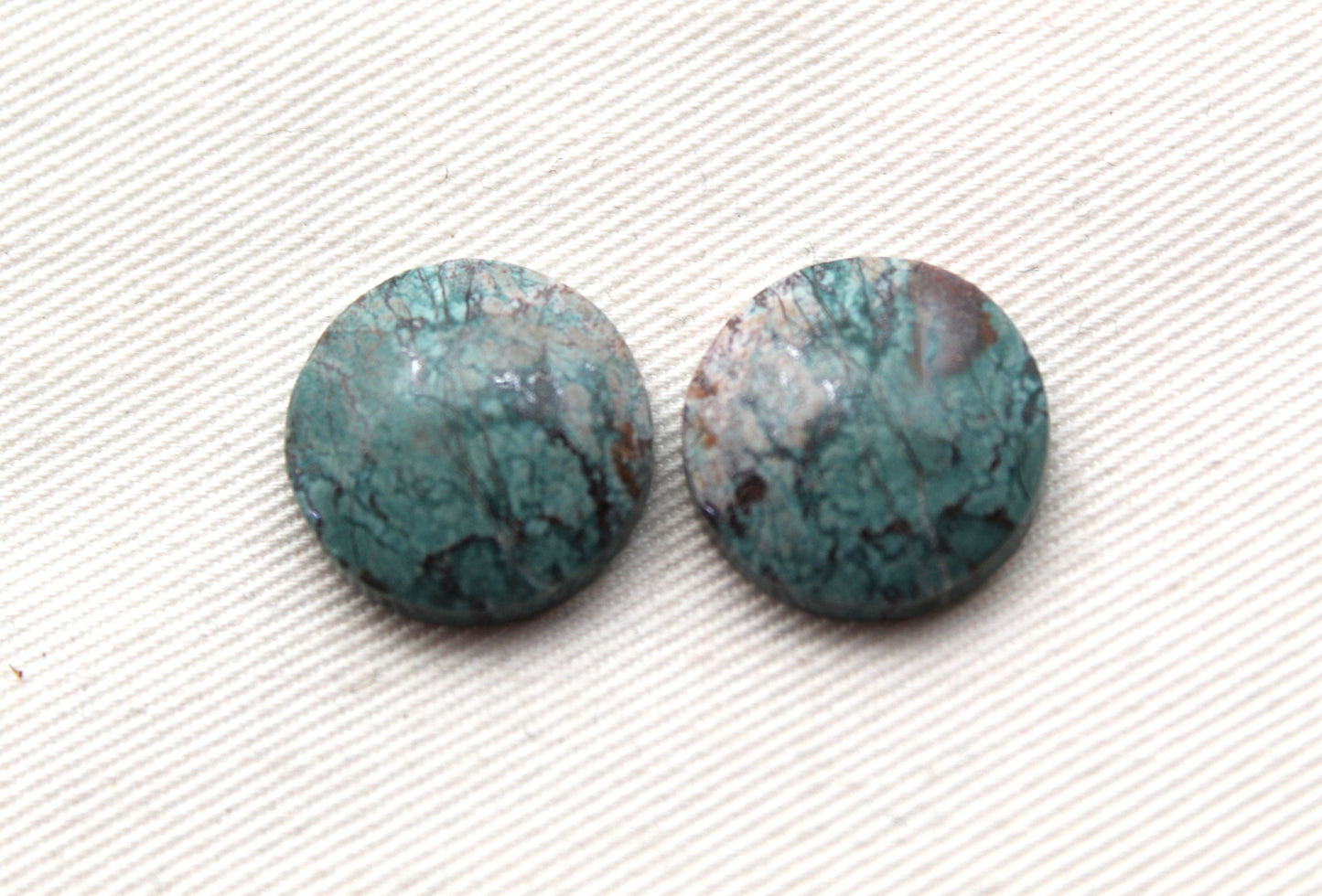 Neela Terra Jasper Cabochon Pair Gemstone Blue Round 17MM