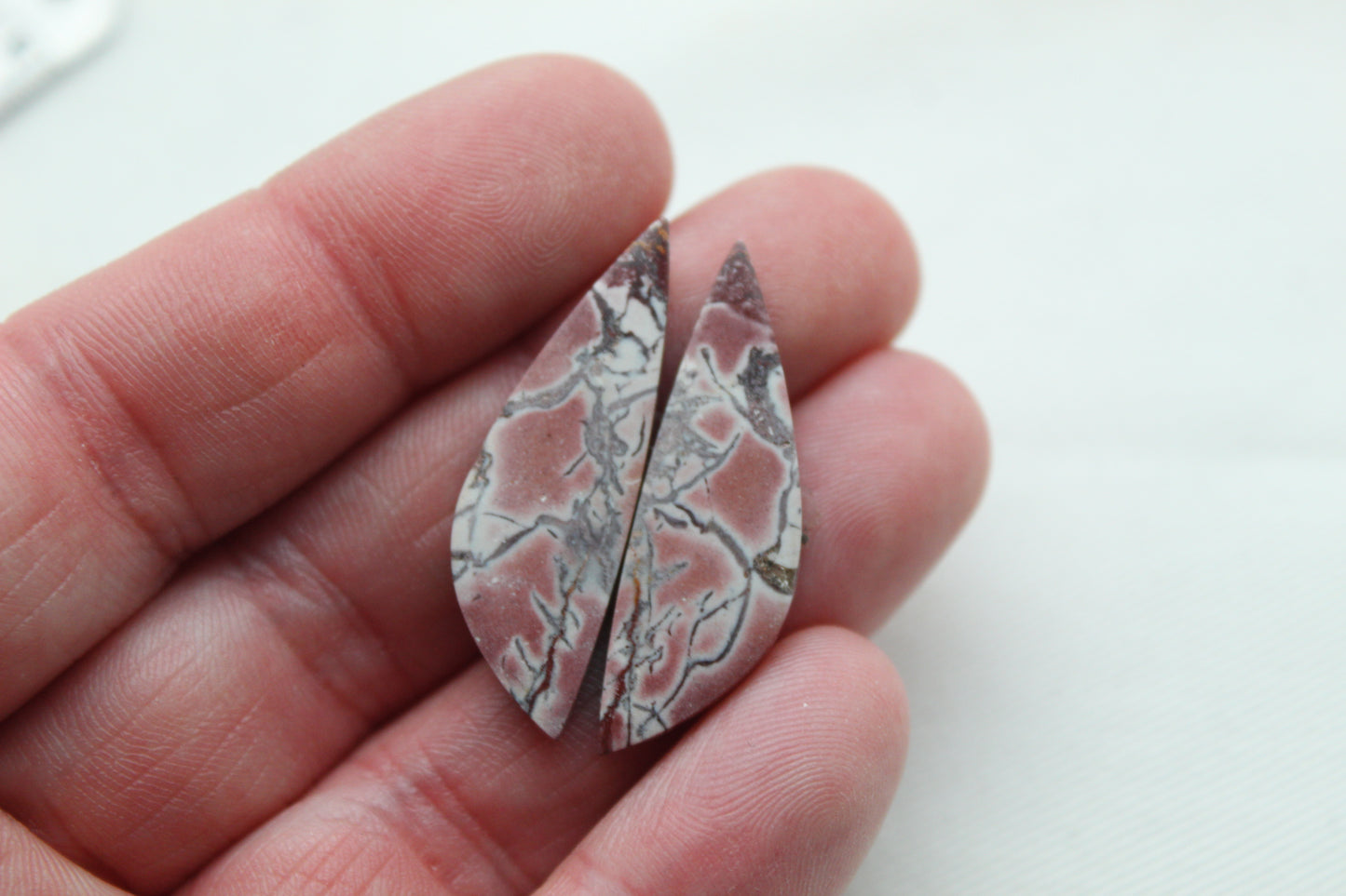 Rhyolite Cabochons Pair gemstone pink freeform