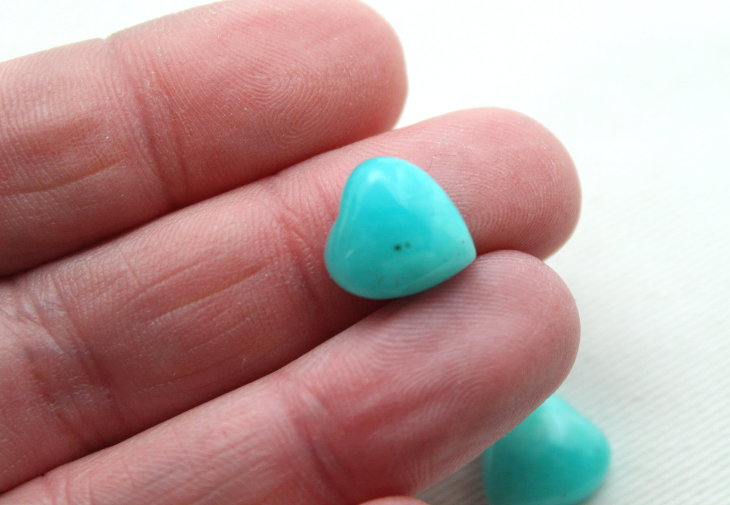 TWO Amazonite coeur cabochon 12 mm bleu