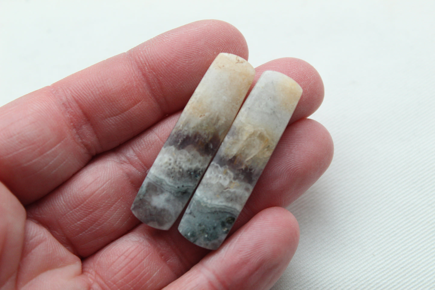 Amethyst Pair gemstone cabochons rectangle