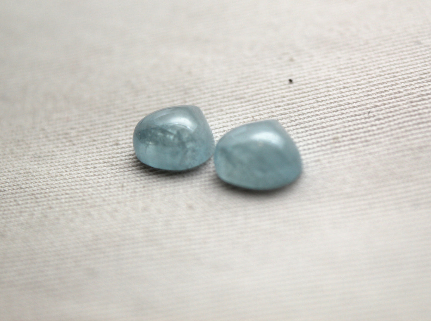 Pair Aquamarine Cabochon Heart-Pear 9X10MM