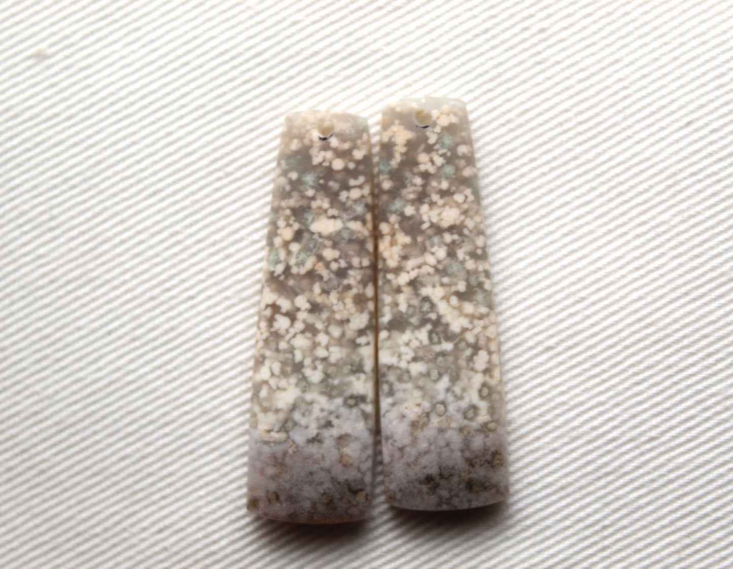 Pair White Indonesian Agate Cabochons gemstones DRILLED