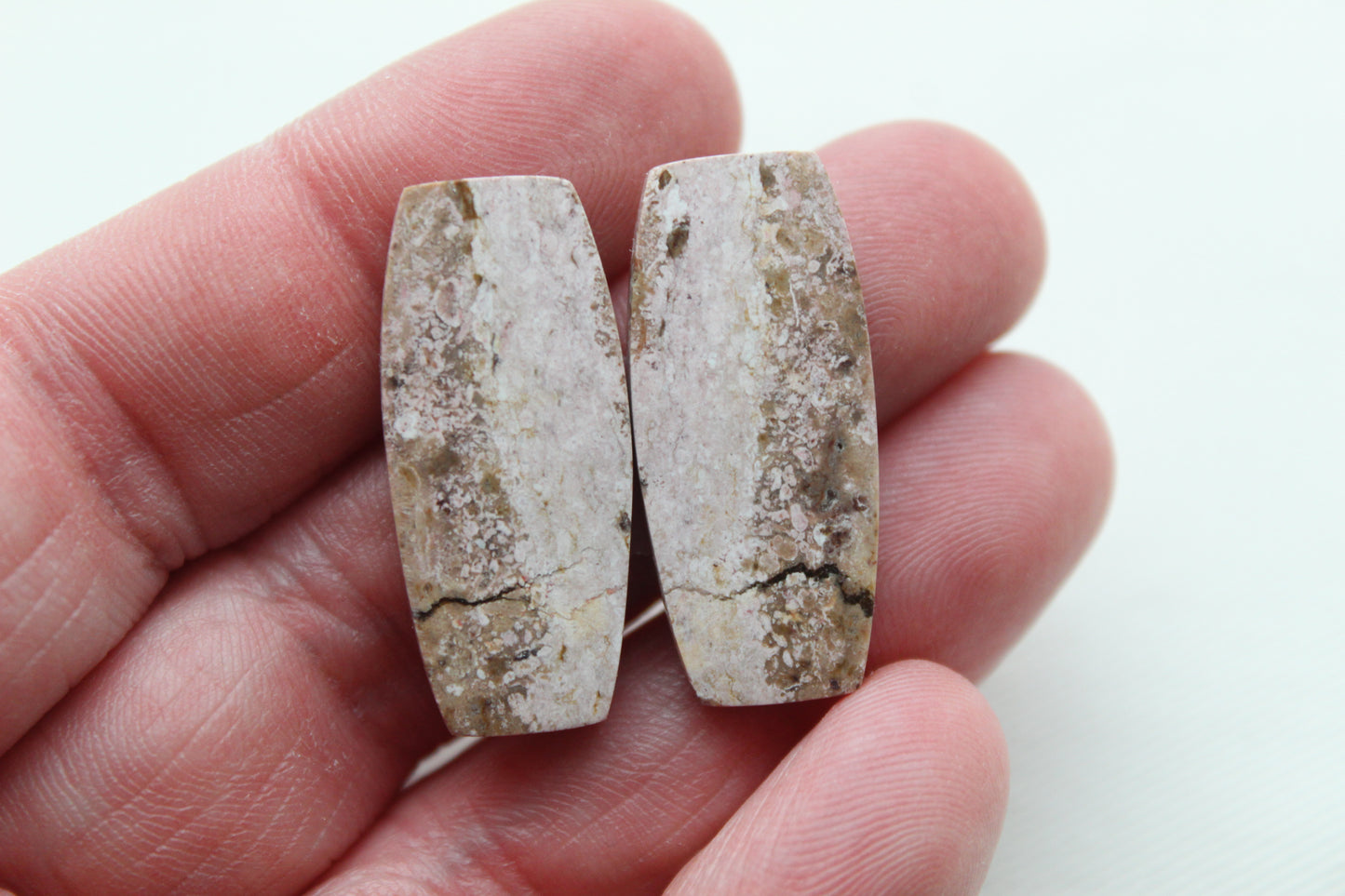 Indonesian Pink Jasper Pair Cabochons Gemstone natural