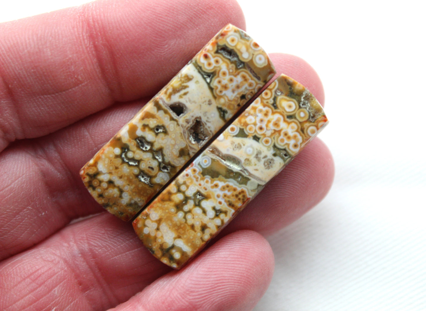 River Jasper Cabochon Pair Gemstone rectangle