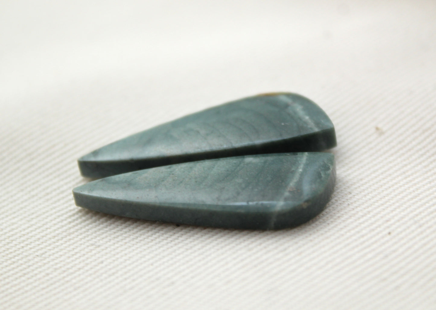 Pair of small Imperial green Jasper Cabochons