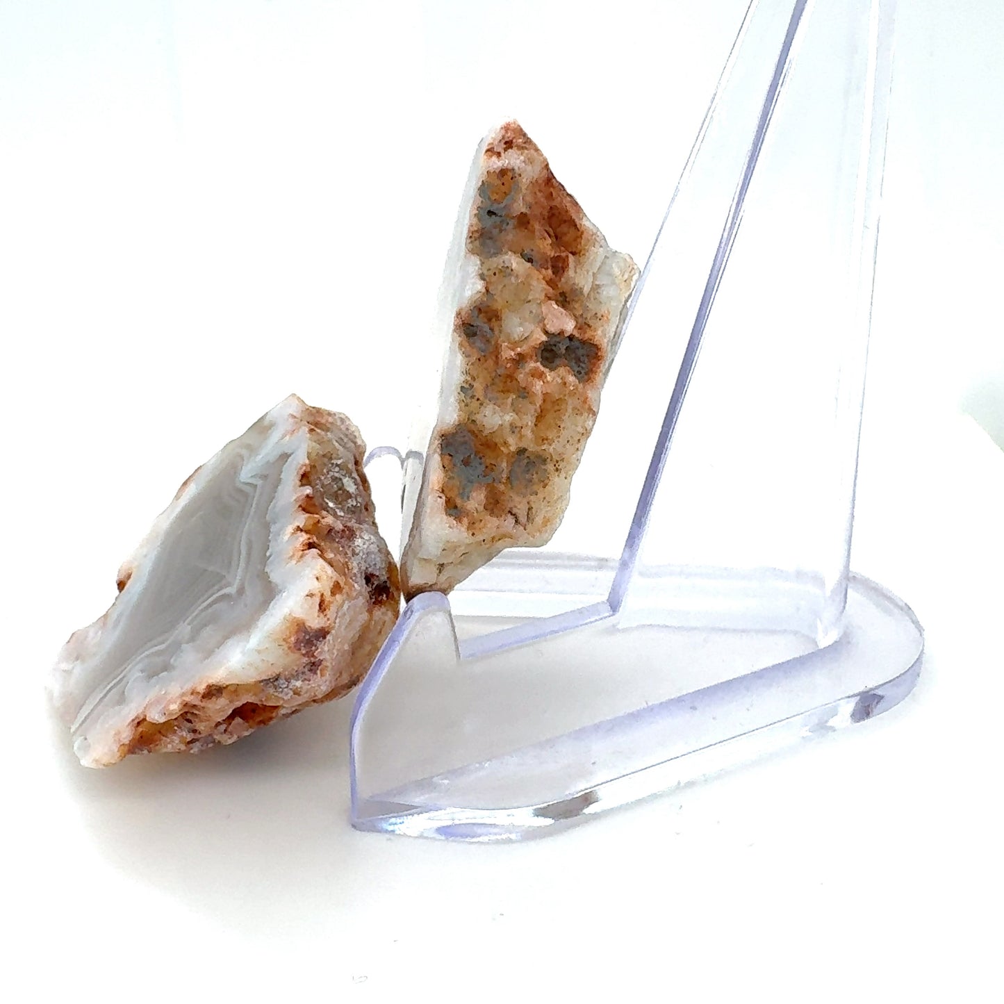 Small Natural Agate chunk banded white and grey