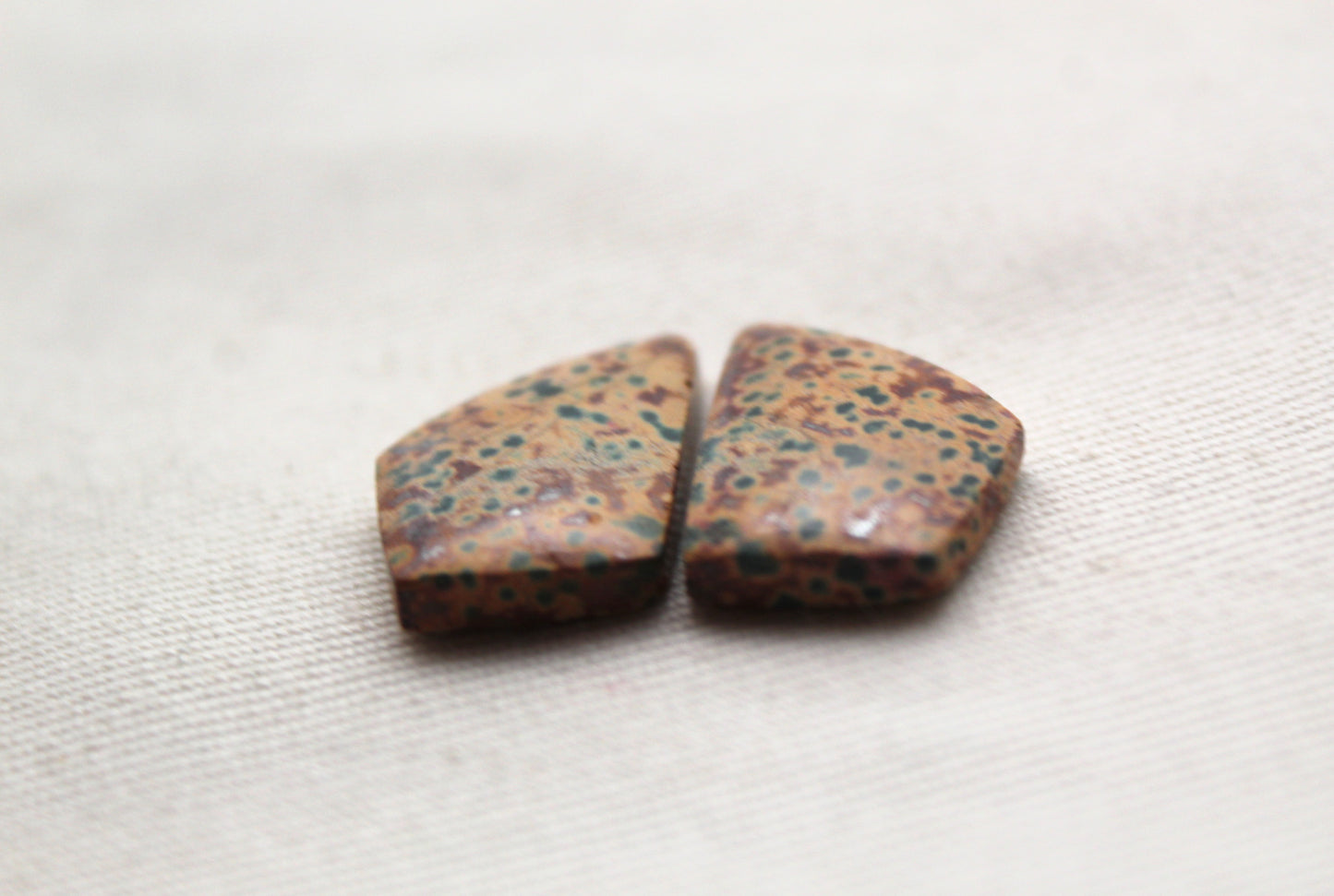 Small Morning Dew Jasper Cabochon Pair Gemstone Green