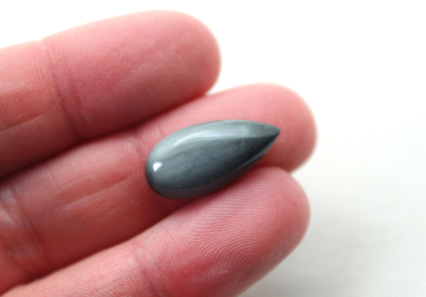 TWO Toad eye cabochon Gemstone gray teardrop 20x10MM
