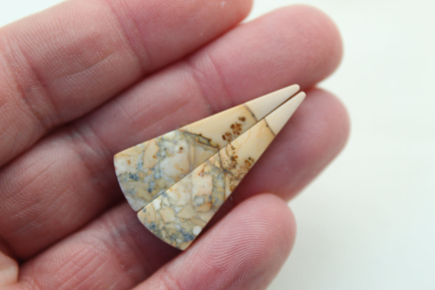 Maligano Jasper cabochons pair Gemstone triangle