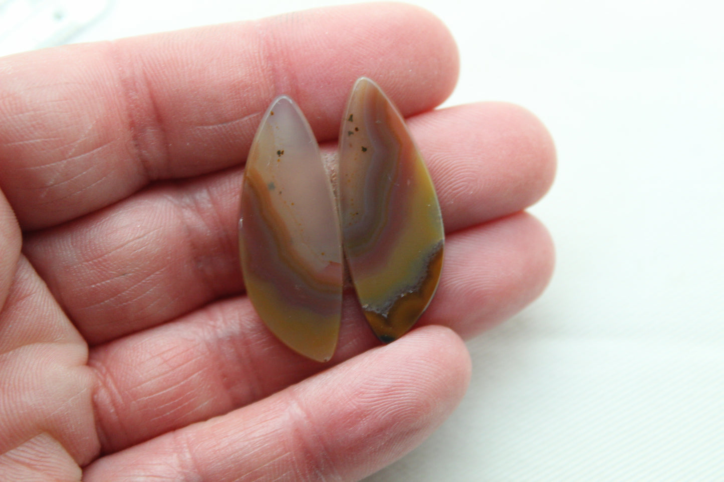 Brazilian Agate Cabochon Pair Transludent Gemstone