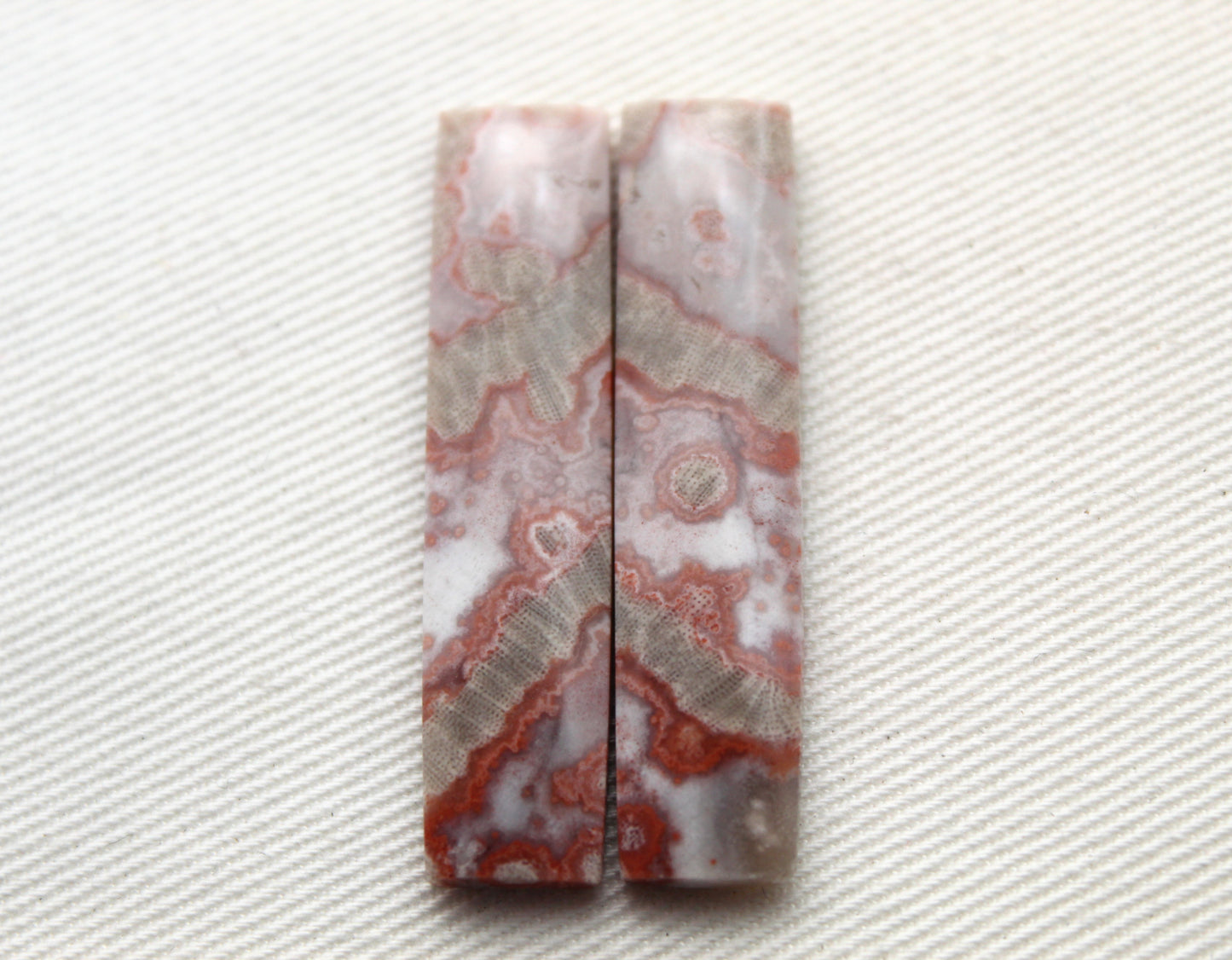 Long River Jasper Cabochons Pair Gemstone pink beige