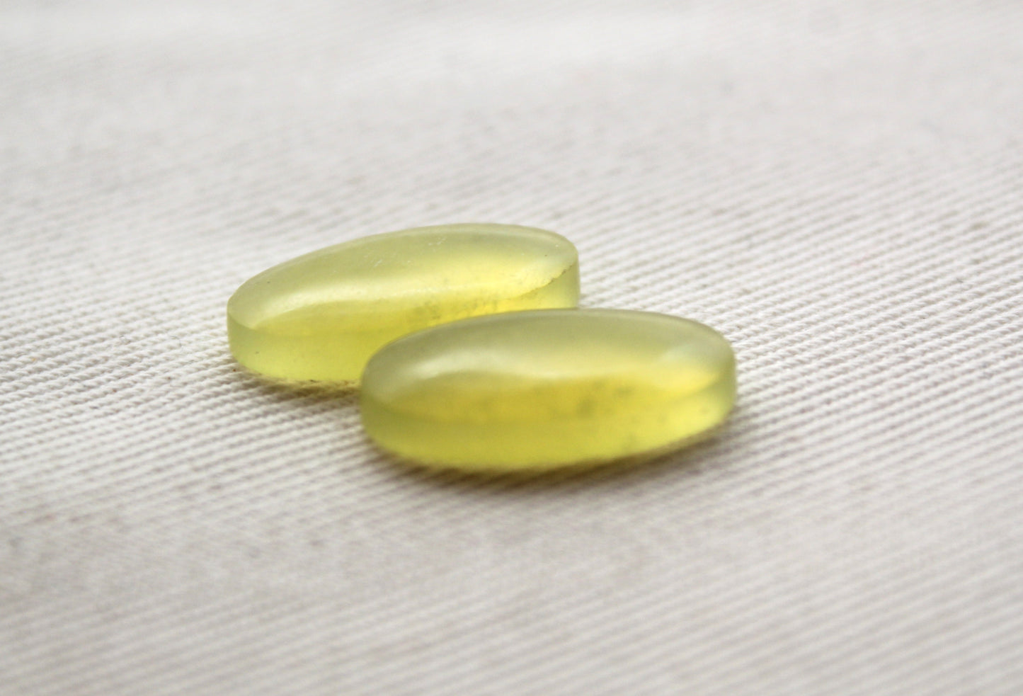 Small Vesuvianite Cabochon Pair Gemstone light green Oval