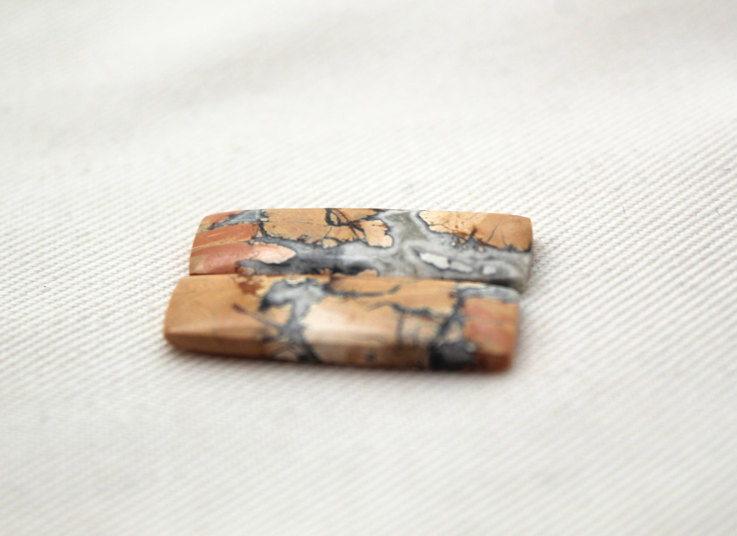 Small Maligano Jasper cabochons pair Gemstone rectangle