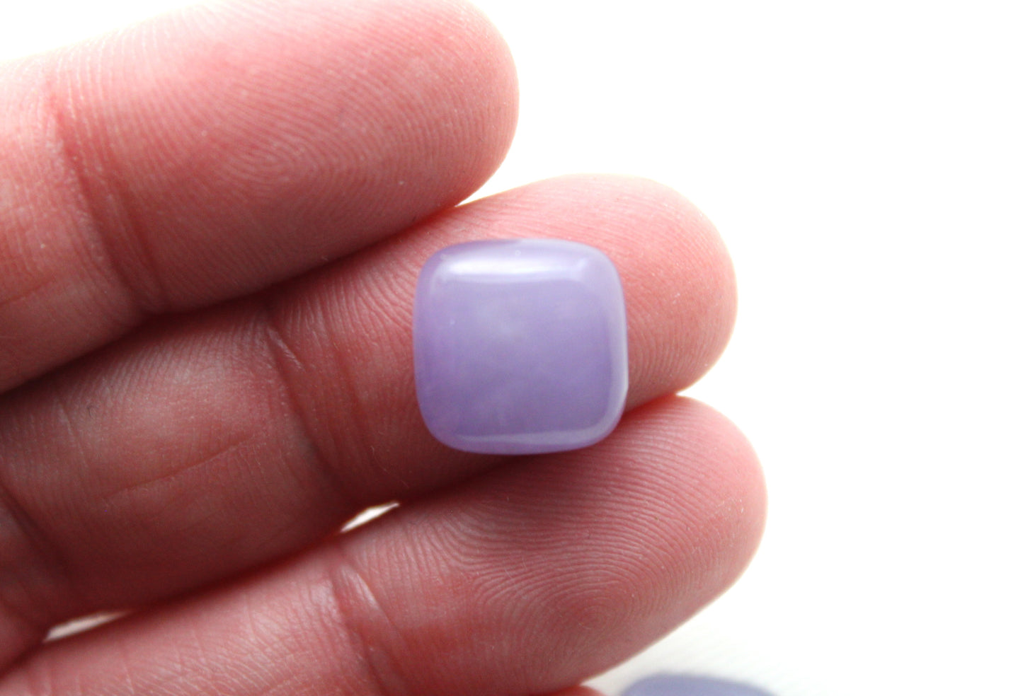 TWO Dyed Purple Jade Gemstones square cushion 12MM half drilled