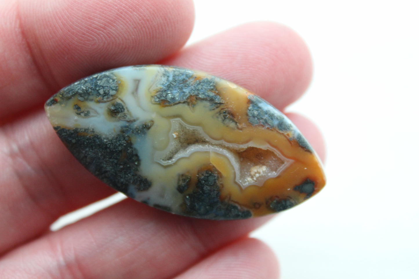 Large Marcasite in Cabochon Marquise Gemstone DRUZY