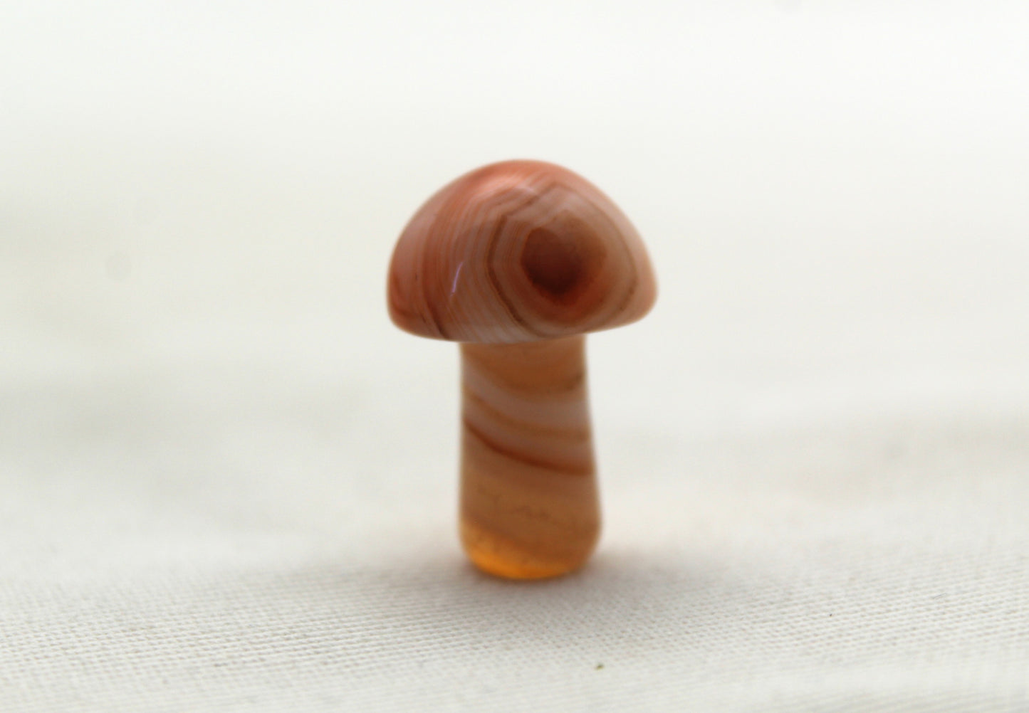 ONE Mushroom figurine Gemtones banded agate orange