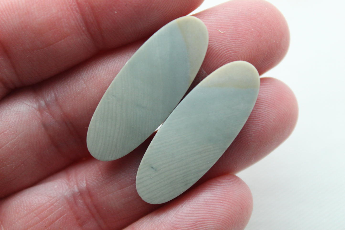 Pair of Green Imperial Jasper Cabochons Oval
