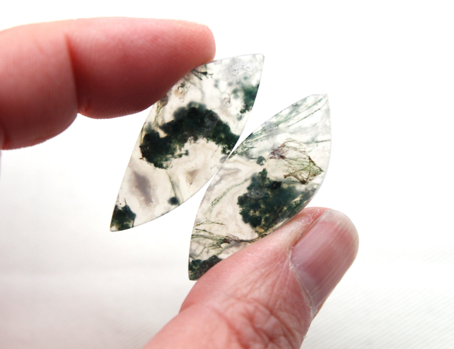Pair of moss Agate Cabochons