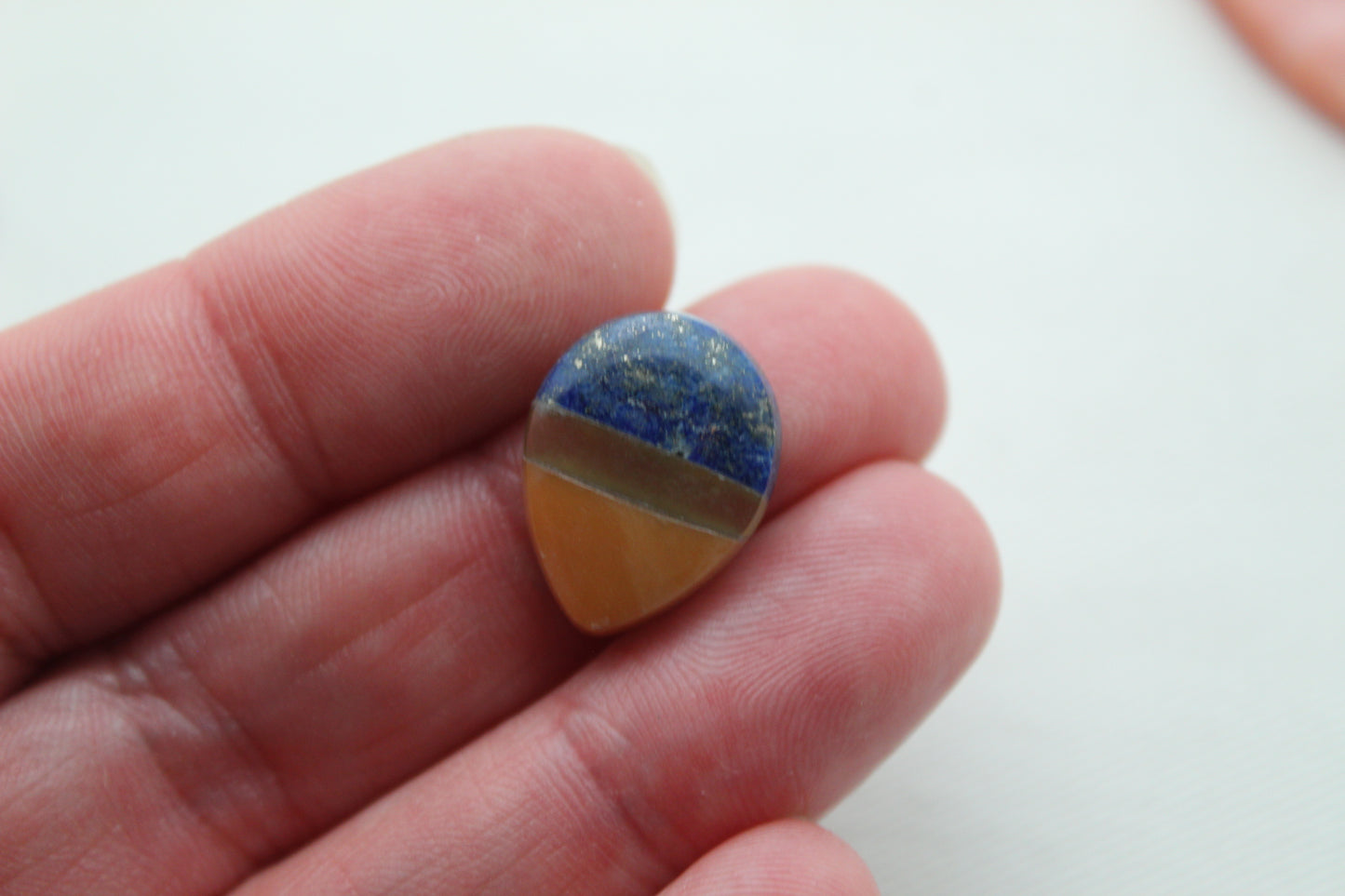 Small Intarsia Cabochon Lapis vesuvianite yellow Chrysoprase Pear