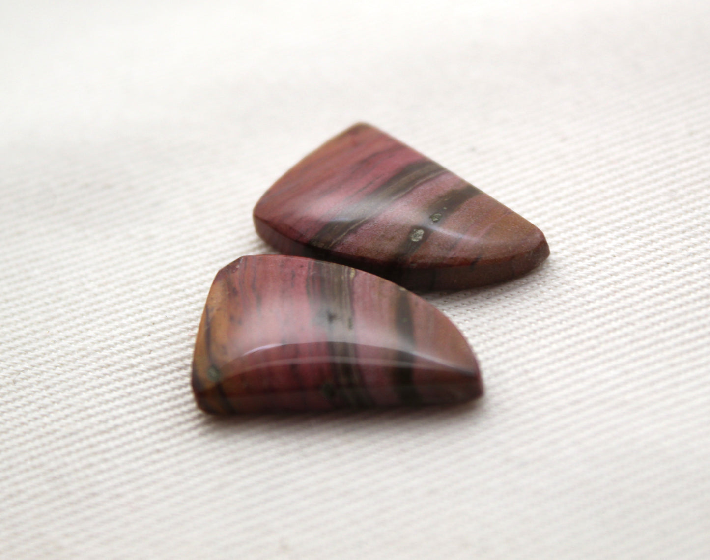 Small Petrified Wood Cabochon Pair natural gemstones pink