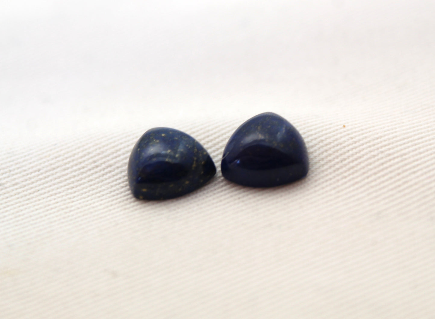 Lot of TWO Lapis Lazuli cabochons 10 MM Gemstones trillion blue