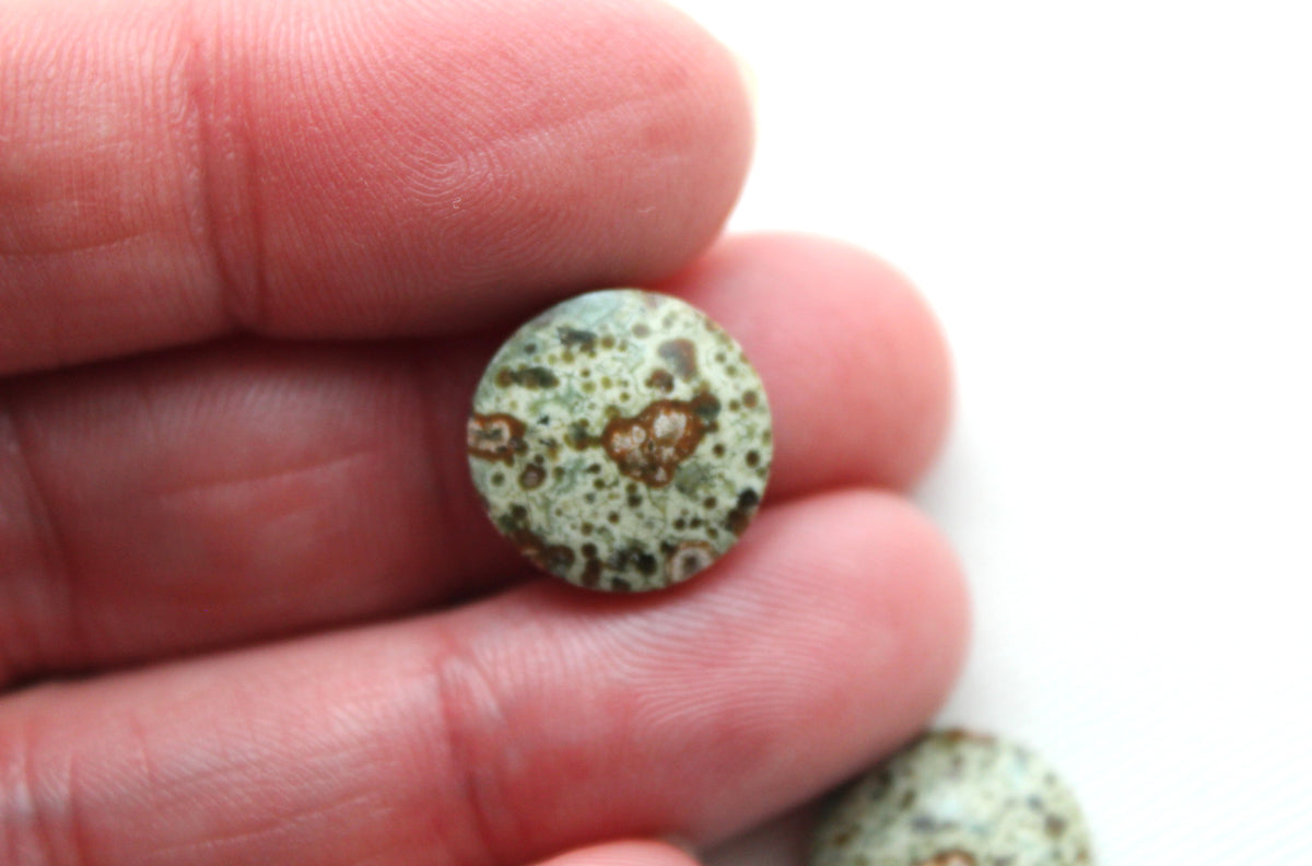 <tc>Paire de Cabochons en Jaspe Vert Impérial</tc>